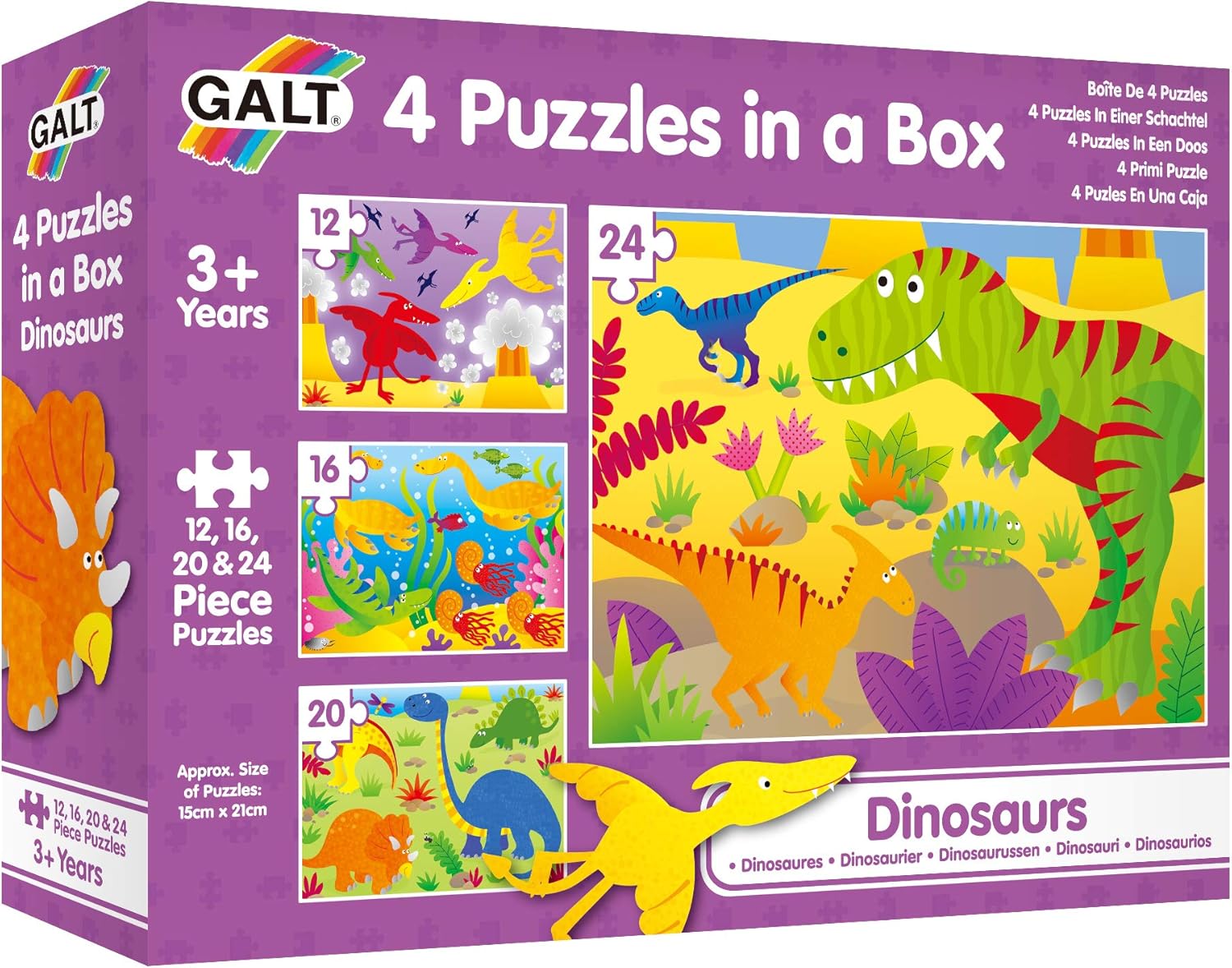 Galt Toys 4 Puzzles in a Box - Dinosaur Jigsaw Puzzle Set for Kids Ages 3+ 1