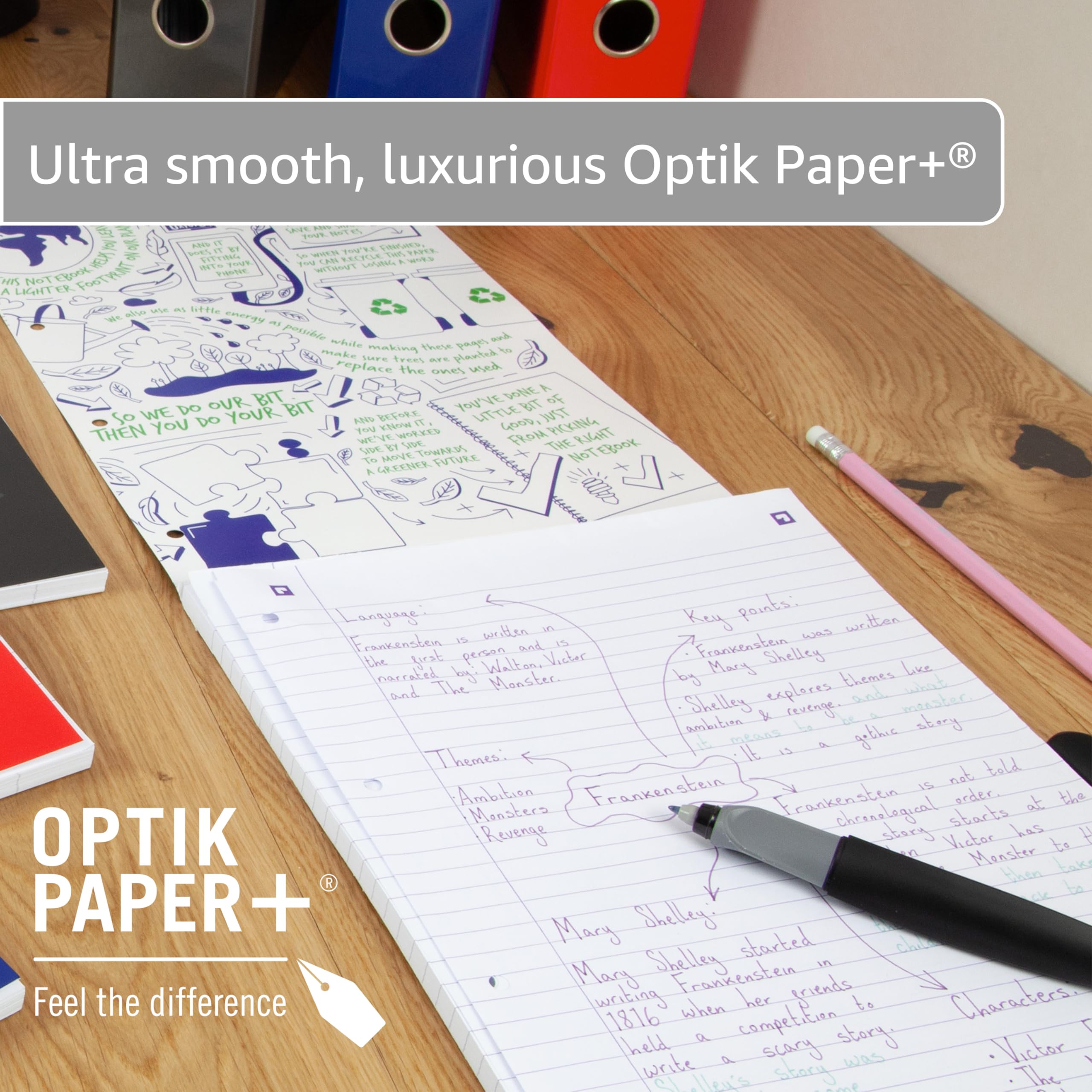 Oxford Campus A4 Lined Refill Pad - 300 Pages | Navy | Optik Paper | 4-Hole Punched 2