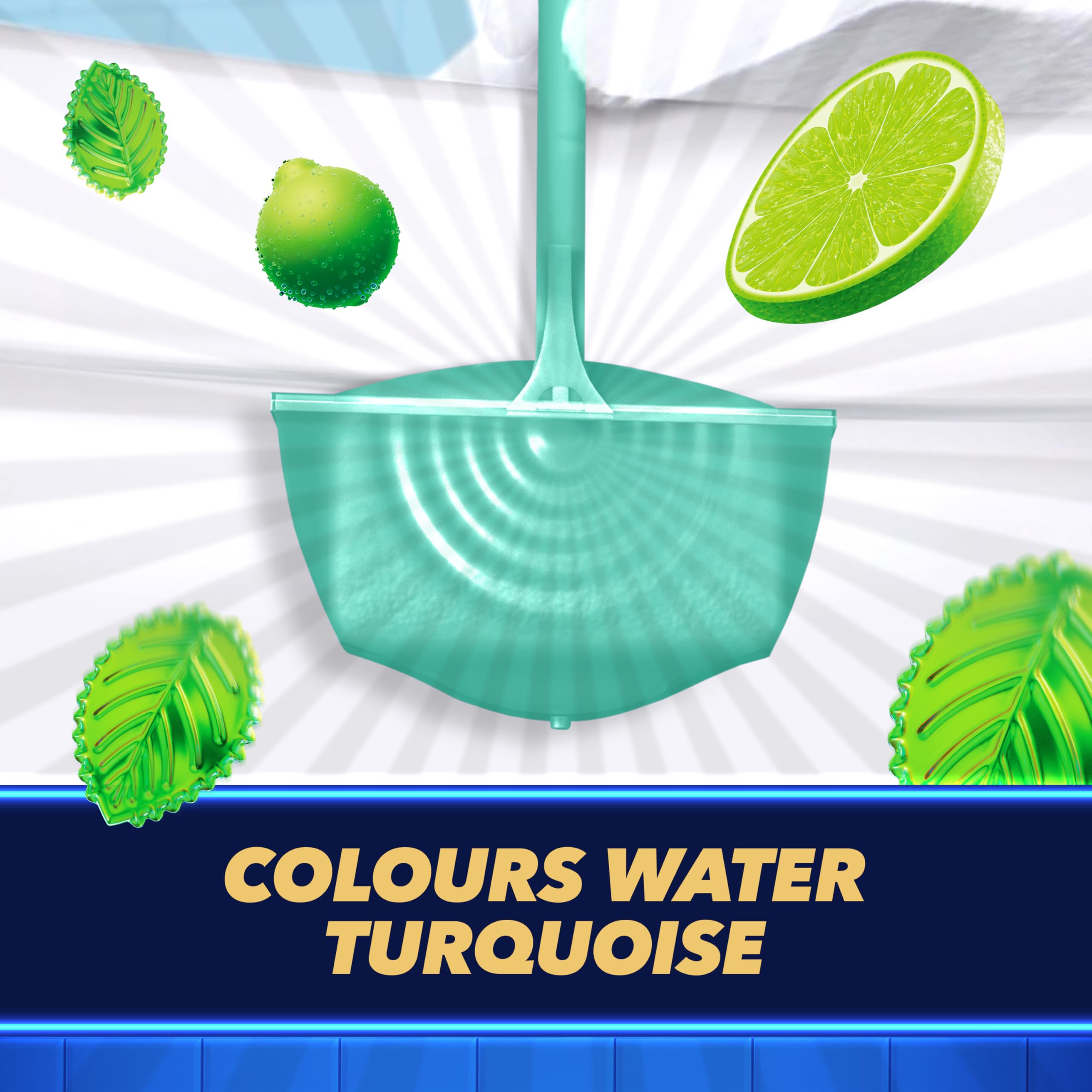 DUCK Colouring Toilet Rim Block - Mint Mission Scent | Anti-Limescale | Colors Water Turquoise 3