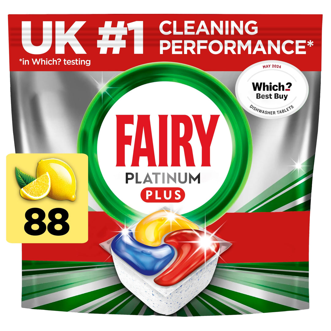 Fairy Platinum Plus All In One Dishwasher Tablets, Lemon, 88 Tablets