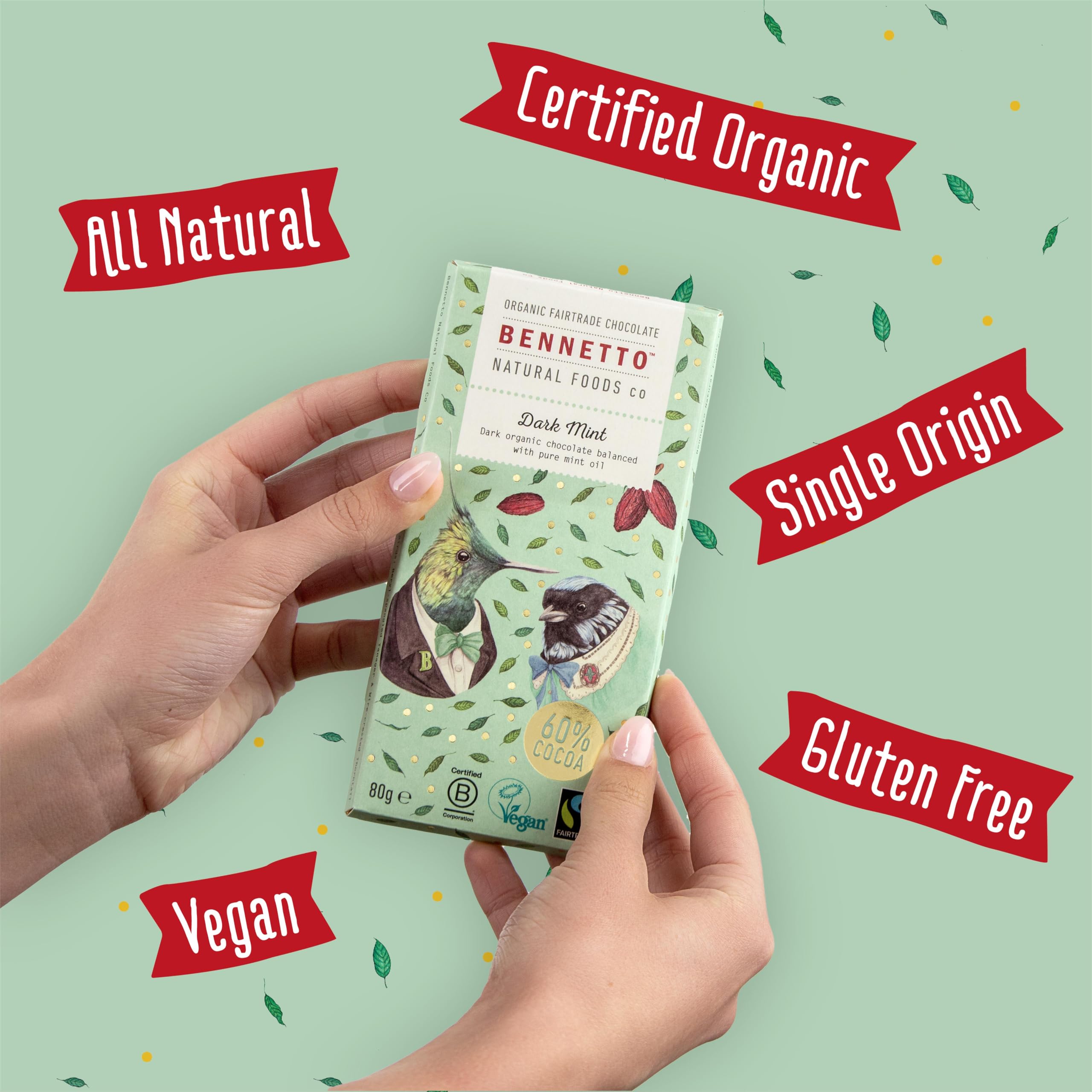 Bennetto Dark Mint Zartbitterschokolade mit 60 % Kakao und Pfefferminzöl – 90 g 5