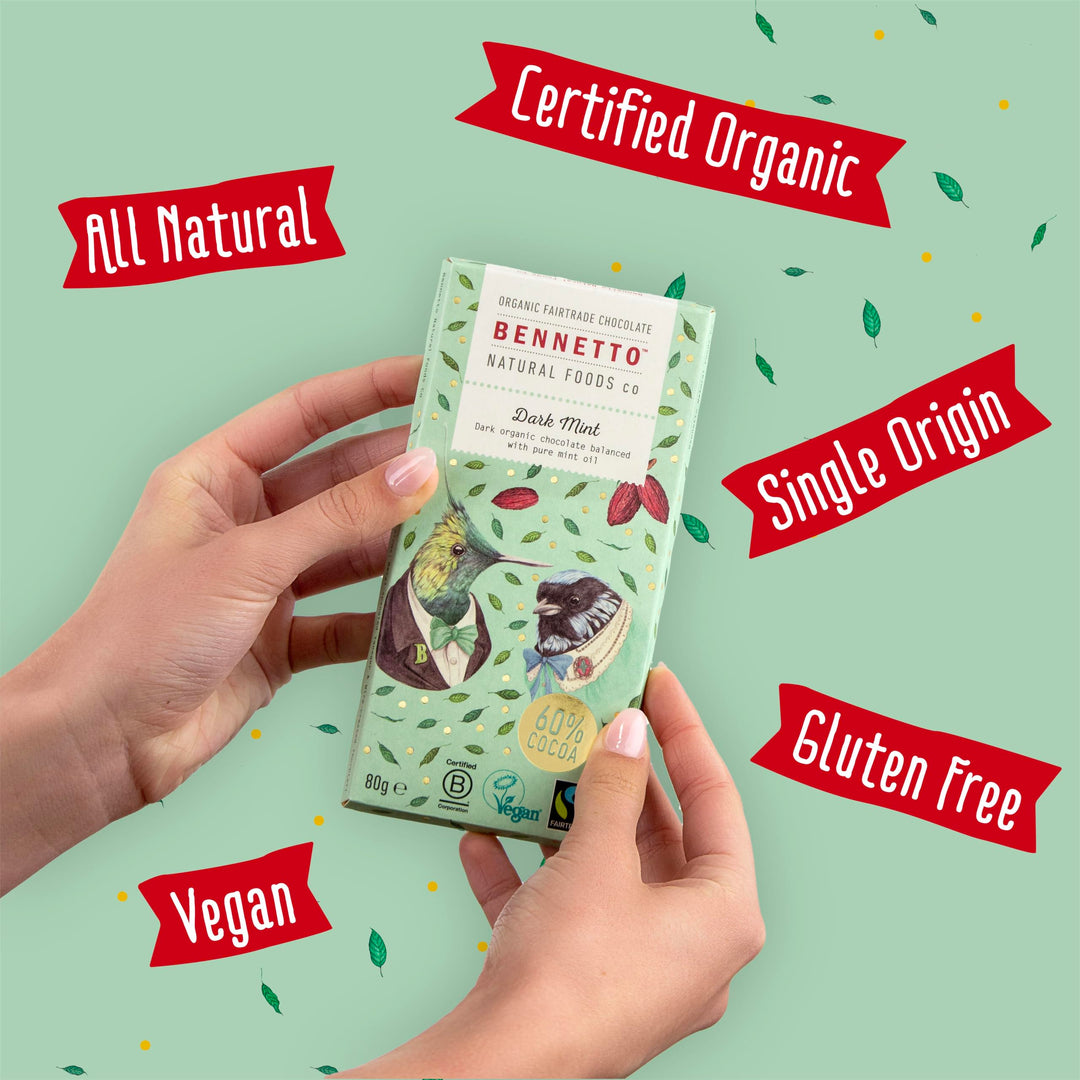 Bennetto Dark Mint Organic Dark Chocolate with 60% Cocoa & Pure Mint Oil - 270g
