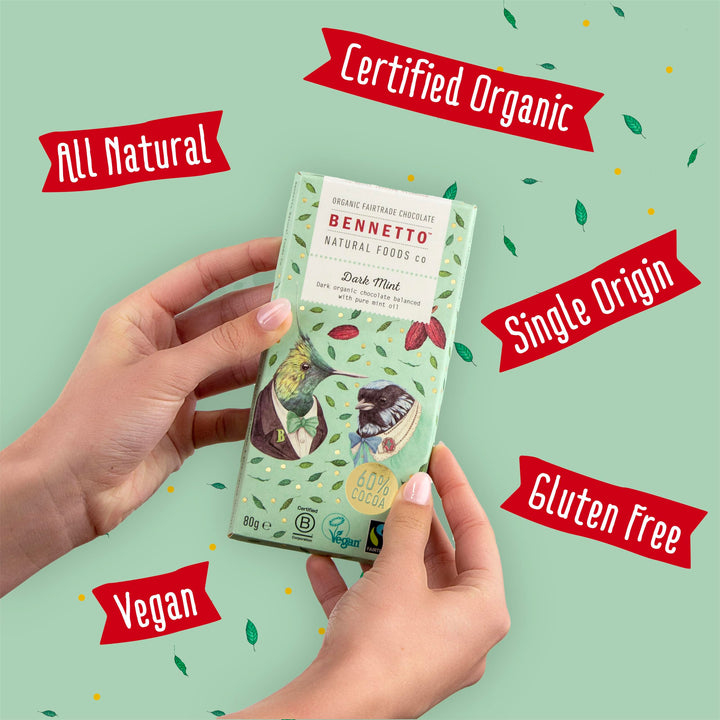 Bennetto Dark Mint Organic Dark Chocolate with 60% Cocoa & Pure Mint Oil - 270g