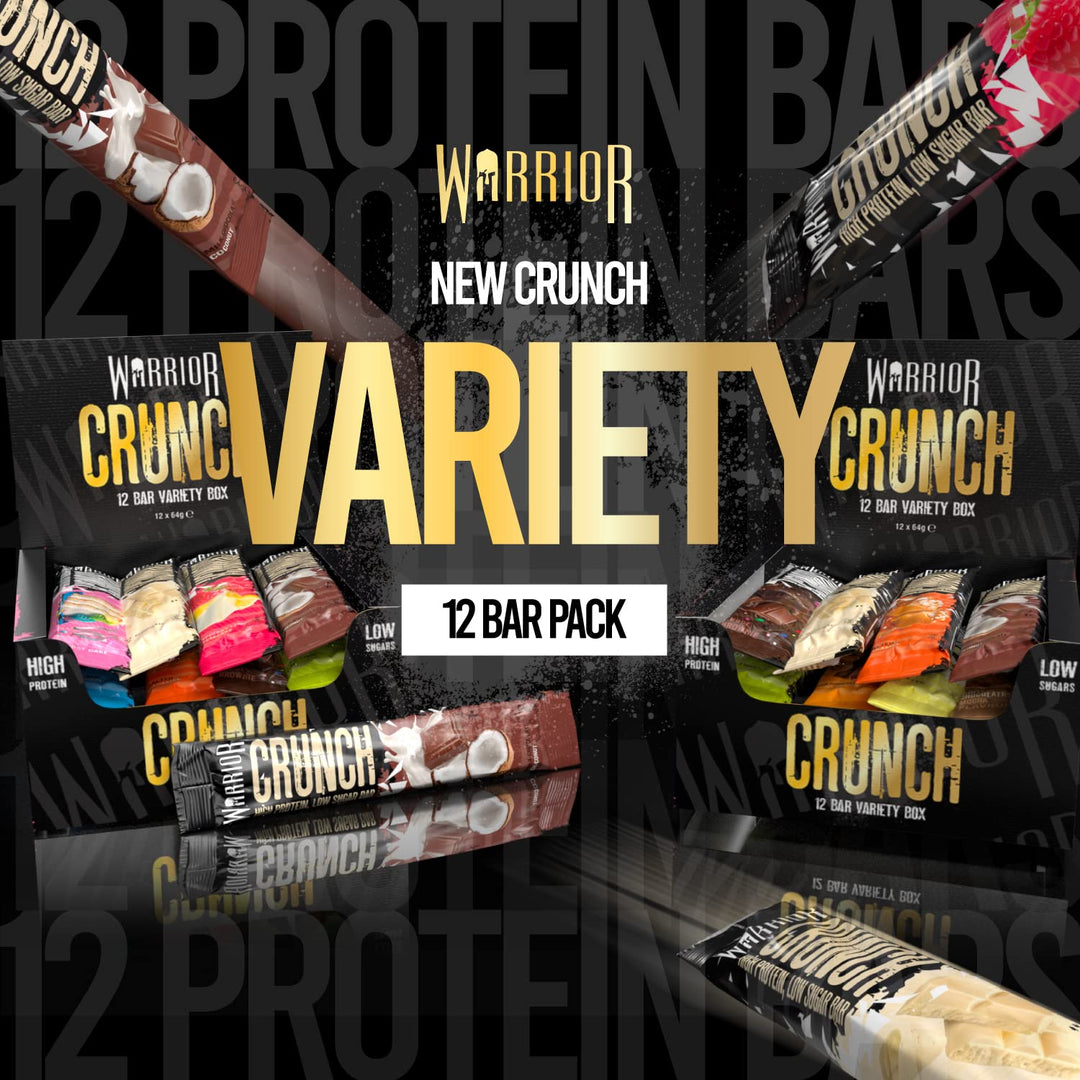Warrior Crunch - High Protein Bar - 20g Protein, Low Carb, Low Sugar - Pack of 12