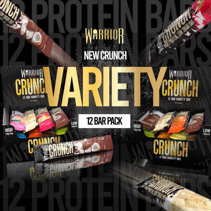 Warrior Crunch - High Protein Bar - 20g Protein, Low Carb, Low Sugar - Pack of 12