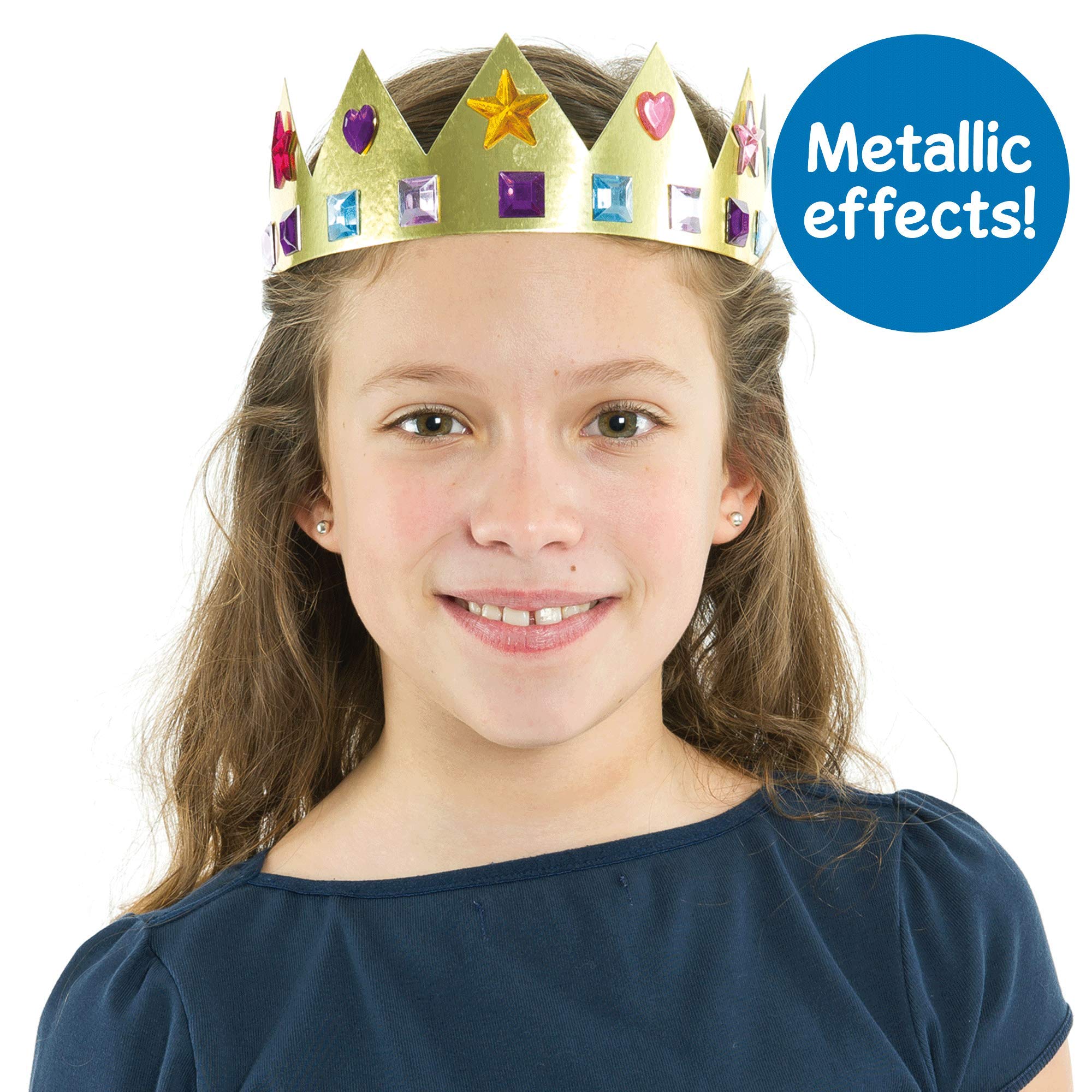 Baker Ross EV299 Metallic Card Crowns - Pack of 12 | Adjustable 57cm | Gold & Silver 4