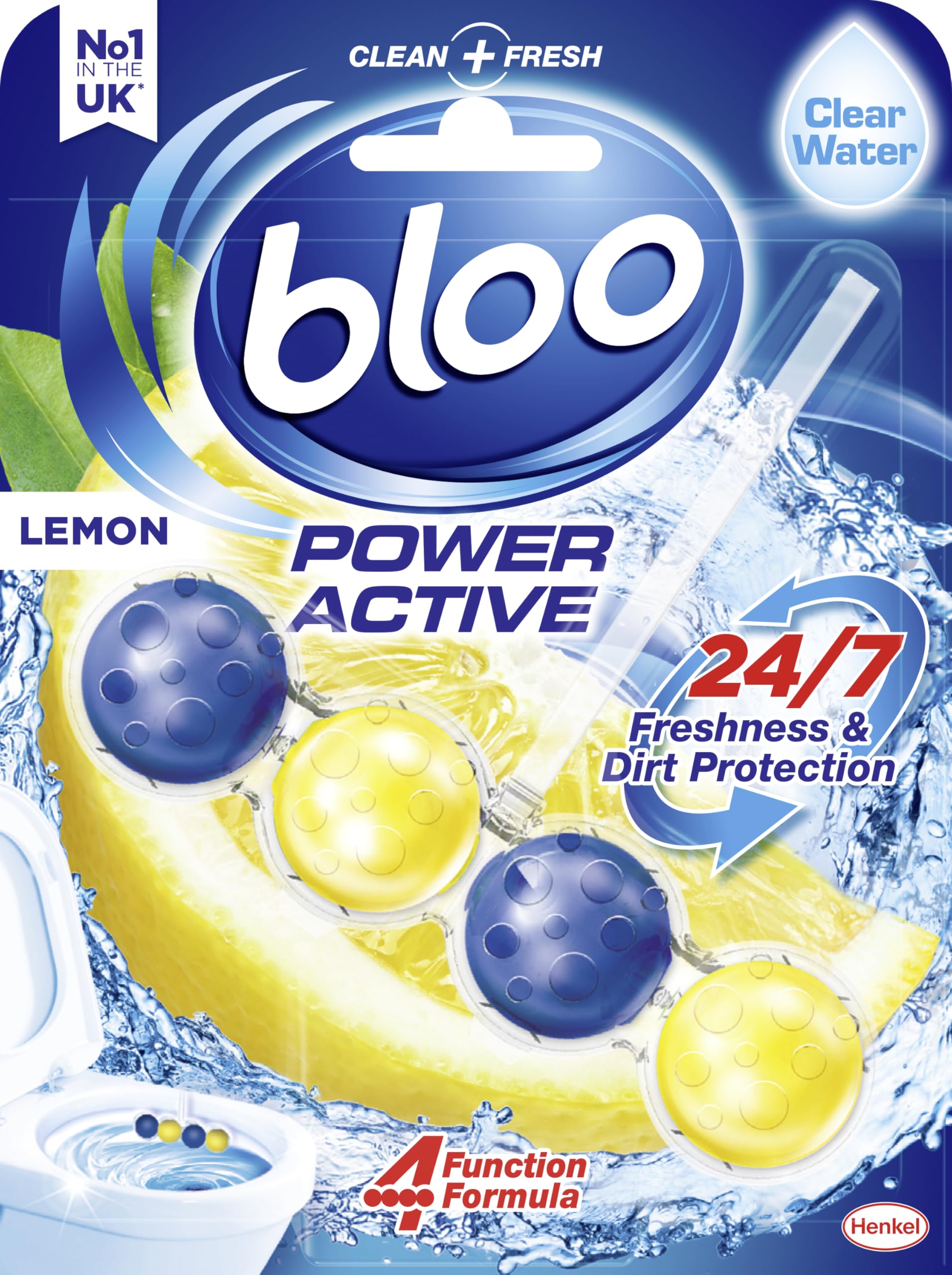Bloo Power Active Toilet Rim Block - Lemon Scent, 50g | 100% Anti-Limescale | Lasts up to 240 Flushes 1