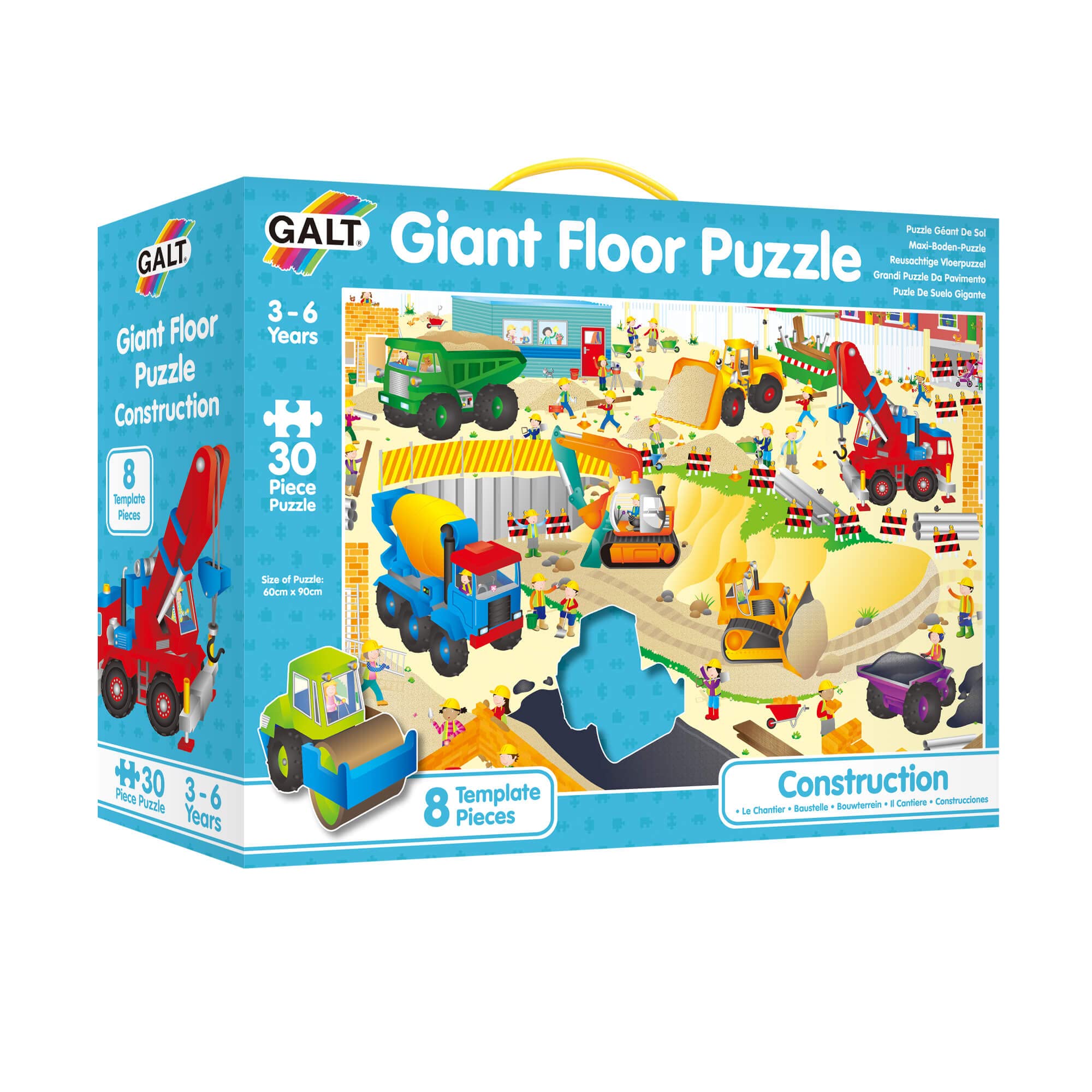 Galt Toys Giant Floor Puzzle - Construction Site, 30-Piece Educational Puzzle for Kids Ages 3-6 7