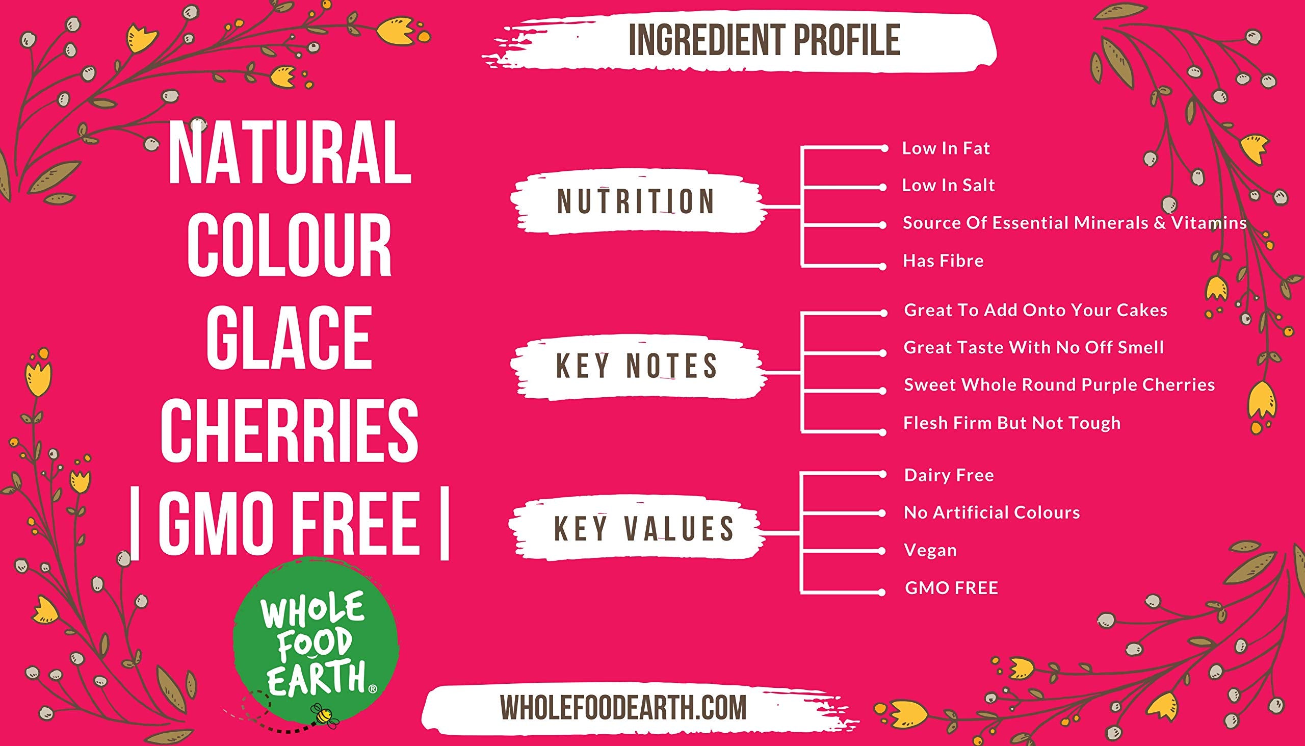 Wholefood Earth Glace Cherries 500g | GMO Free, Vegan, Recyclable Packaging 5