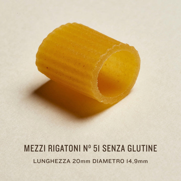 Rummo Gluten-Free Mezzi Rigatoni No. 51 – Organic Italian Pasta, Short Tubular Shape for Sauces & Baking