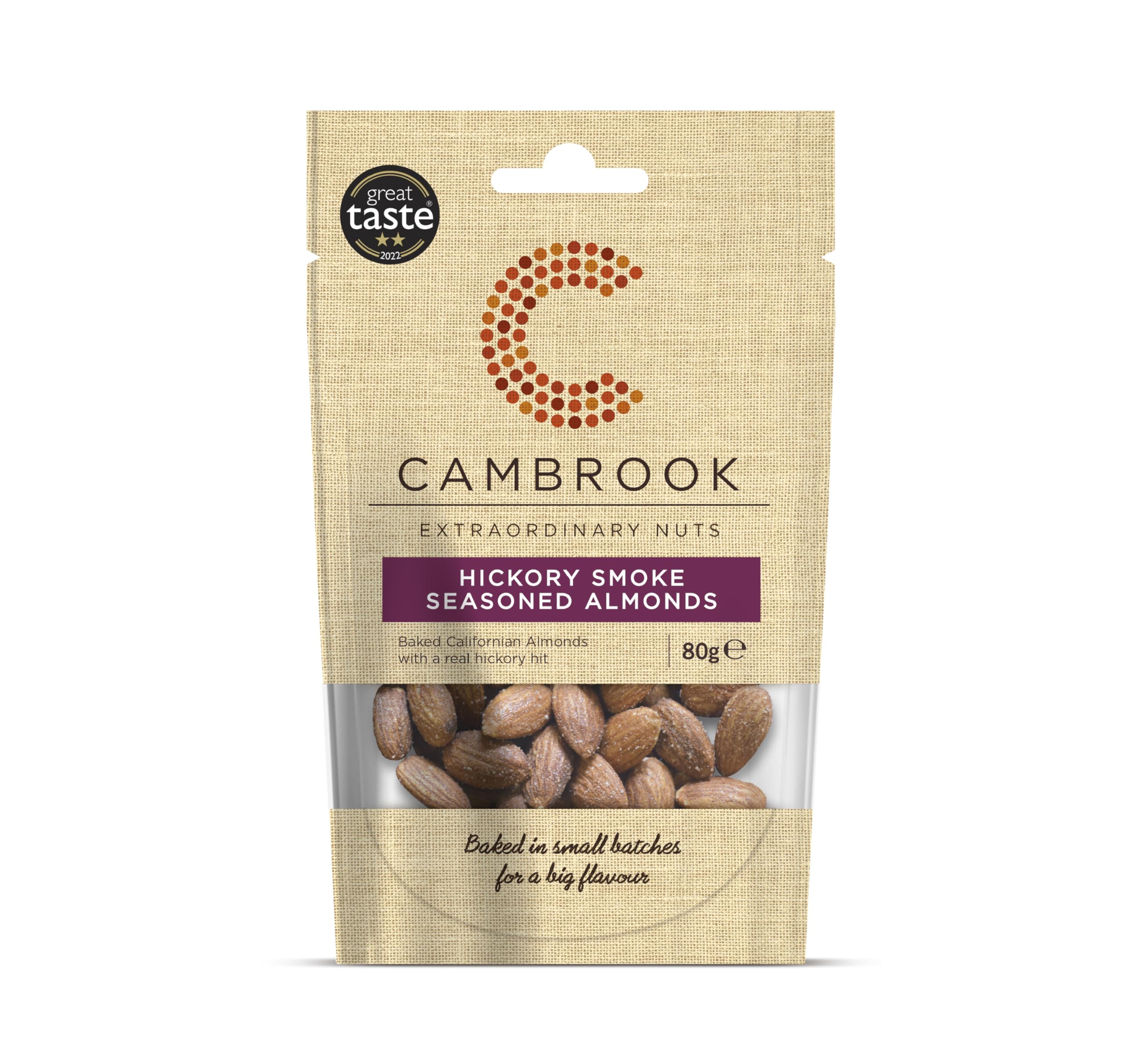 Cambrook Hickory Smoke Seasoned Almonds - Baked Not Fried | 80g Bag | Gluten Free 1