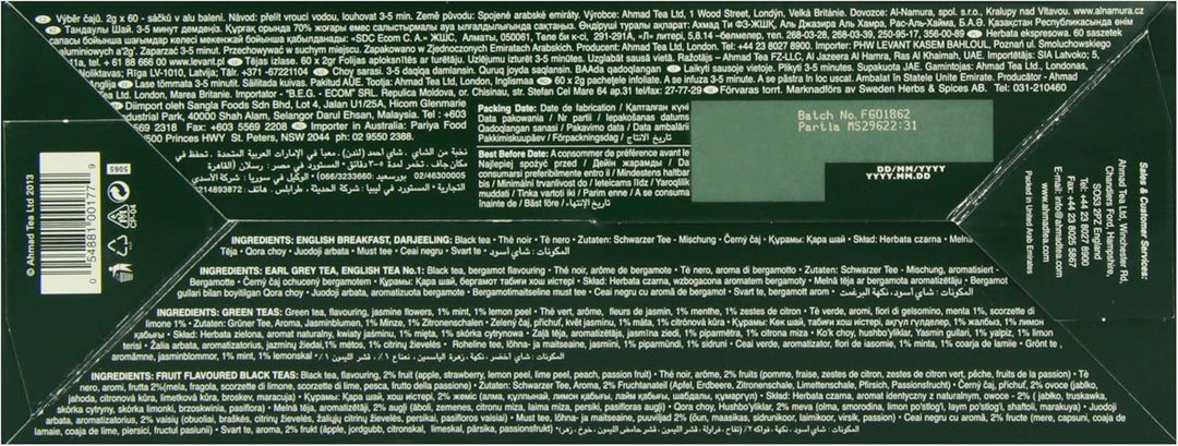 Ahmad Tea Twelve Teas Collection - 60 Tea Bags with Black, Green & Fruit Flavoured Teas