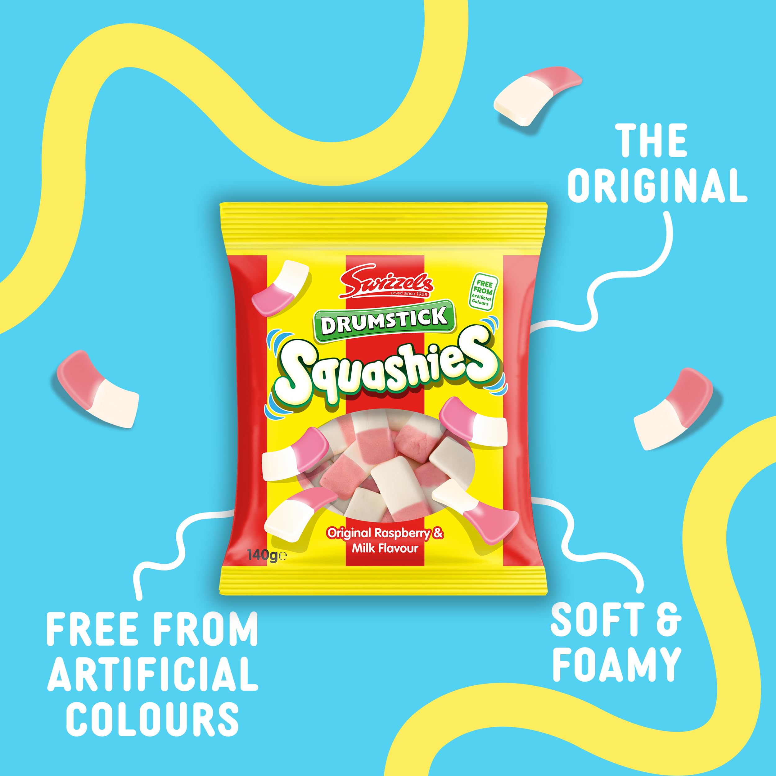 Swizzels Drumstick Squashies Original Süßigkeiten - Himbeere 140g