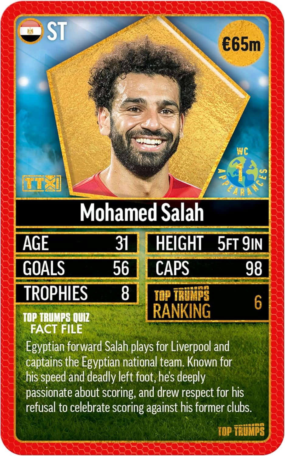 Top Trumps World Football Stars Top 200 Card Game Pack 4, Play with Salah, Mahre 4