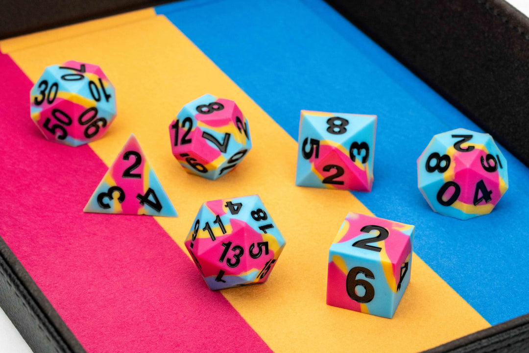 FanRoll Pansexual Pride Sharp Edge Silicone Rubber Polyhedral Dice Set (FAN7507)