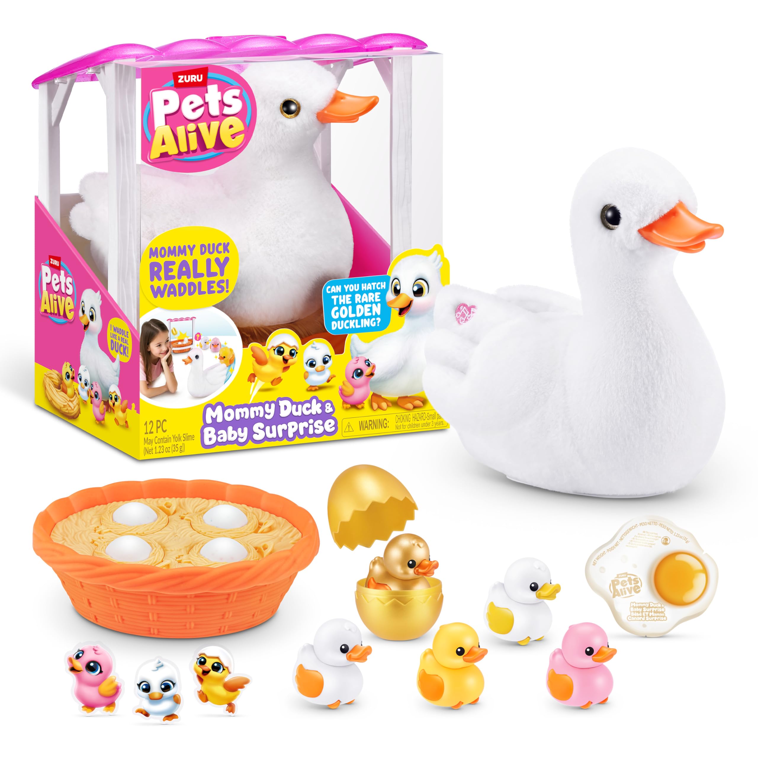 Pets Alive Mama Duck Electronic Pet Toy with 4 Surprise Baby Ducklings | Ages 3+ 1