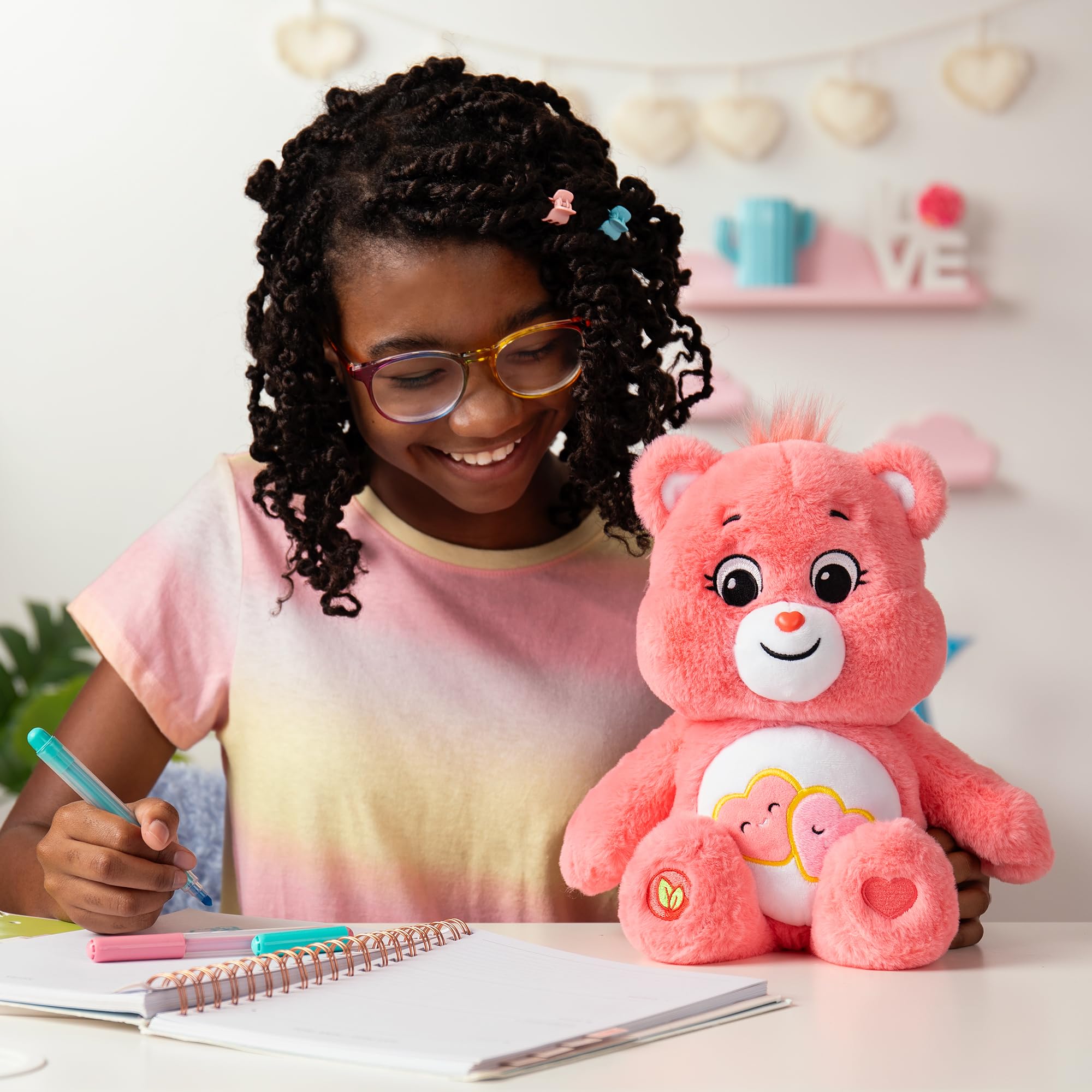 Care Bears Love-A-Lot Bear 35cm Medium Plush - Soft Huggable Stuffed Animal with Collectible Care Coin 3