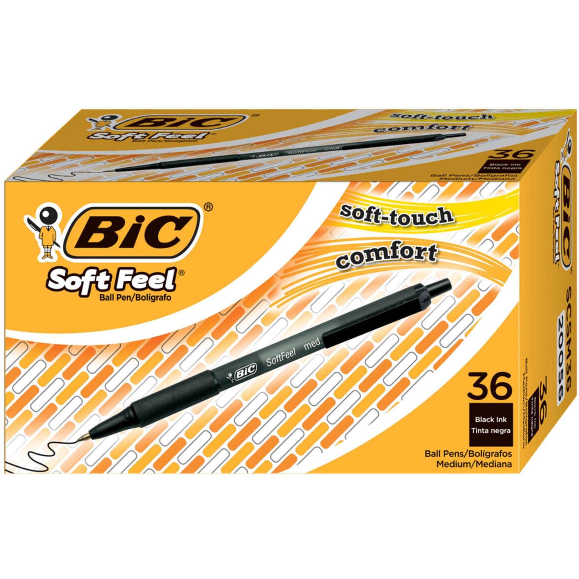 BIC Soft Feel Retractable Ballpoint Pens - Black Ink, Medium 1.0mm Point, Comfort Grip, 12 Pack 7