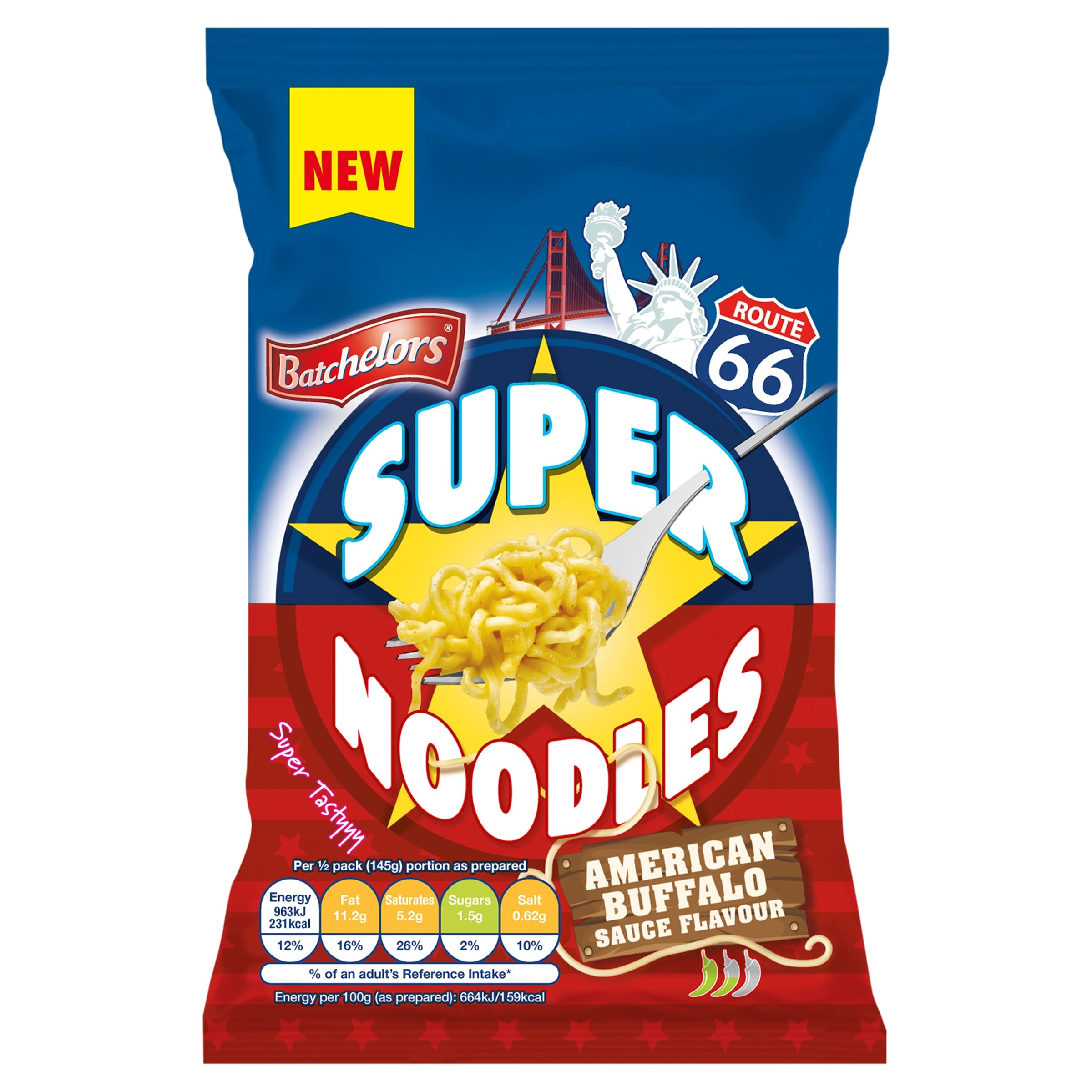 Batchelors Super Noodles - American Buffalo Sauce Flavour Instant Snack | 90g Pack 2