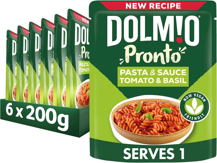 Dolmio Pasta Pronto Tomato & Basil Microwave Fusilli with Sauce, 6-Pack
