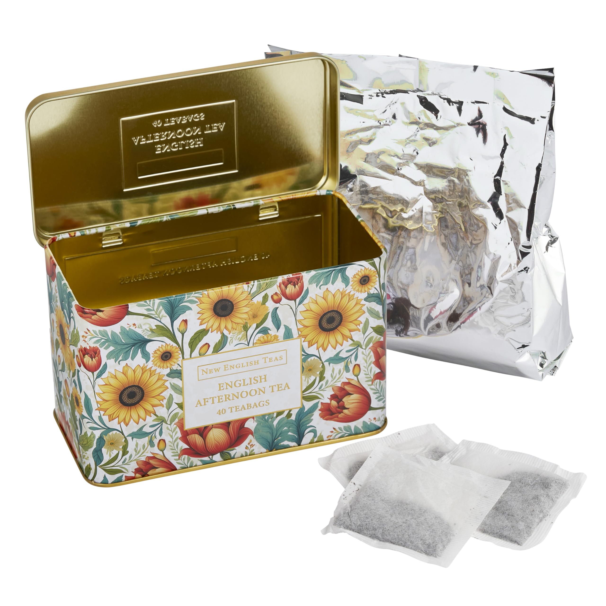 New English Teas - Victorian Sunflower Tea Tin with 40 English Afternoon Teabags 2