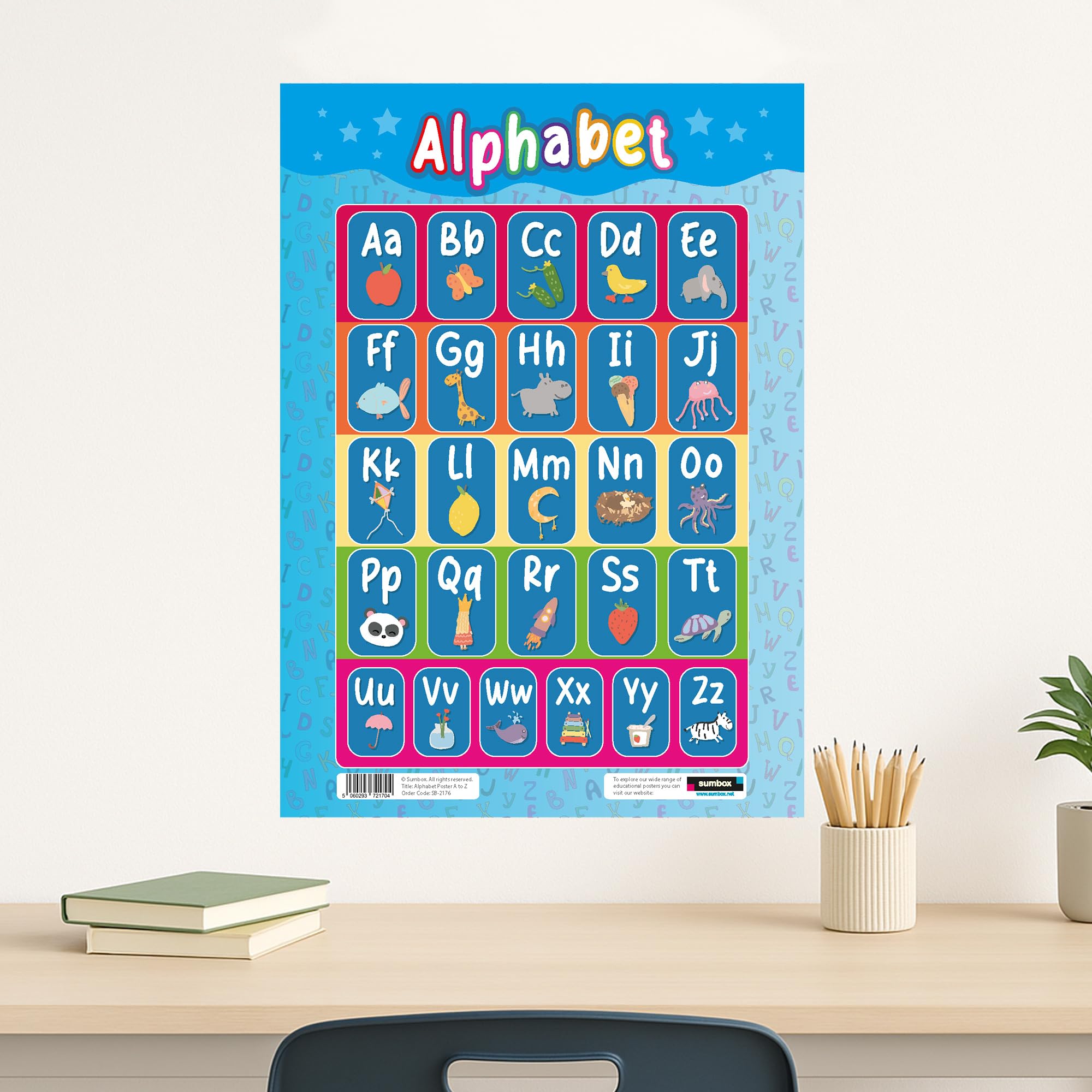 Sumbox Alphabet Educational Poster for Kids - A3 Size Phonics Learning Chart | Multicoloured Cardstock