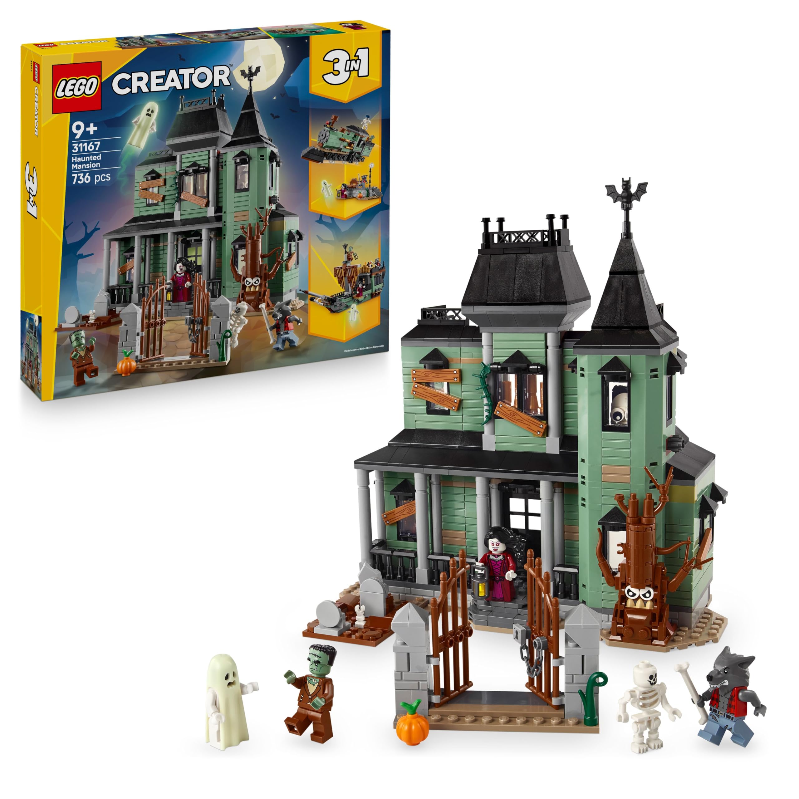LEGO Creator 3in1 Haunted Mansion 31167 Building Set | Ages 9+ | 5 Minifigures