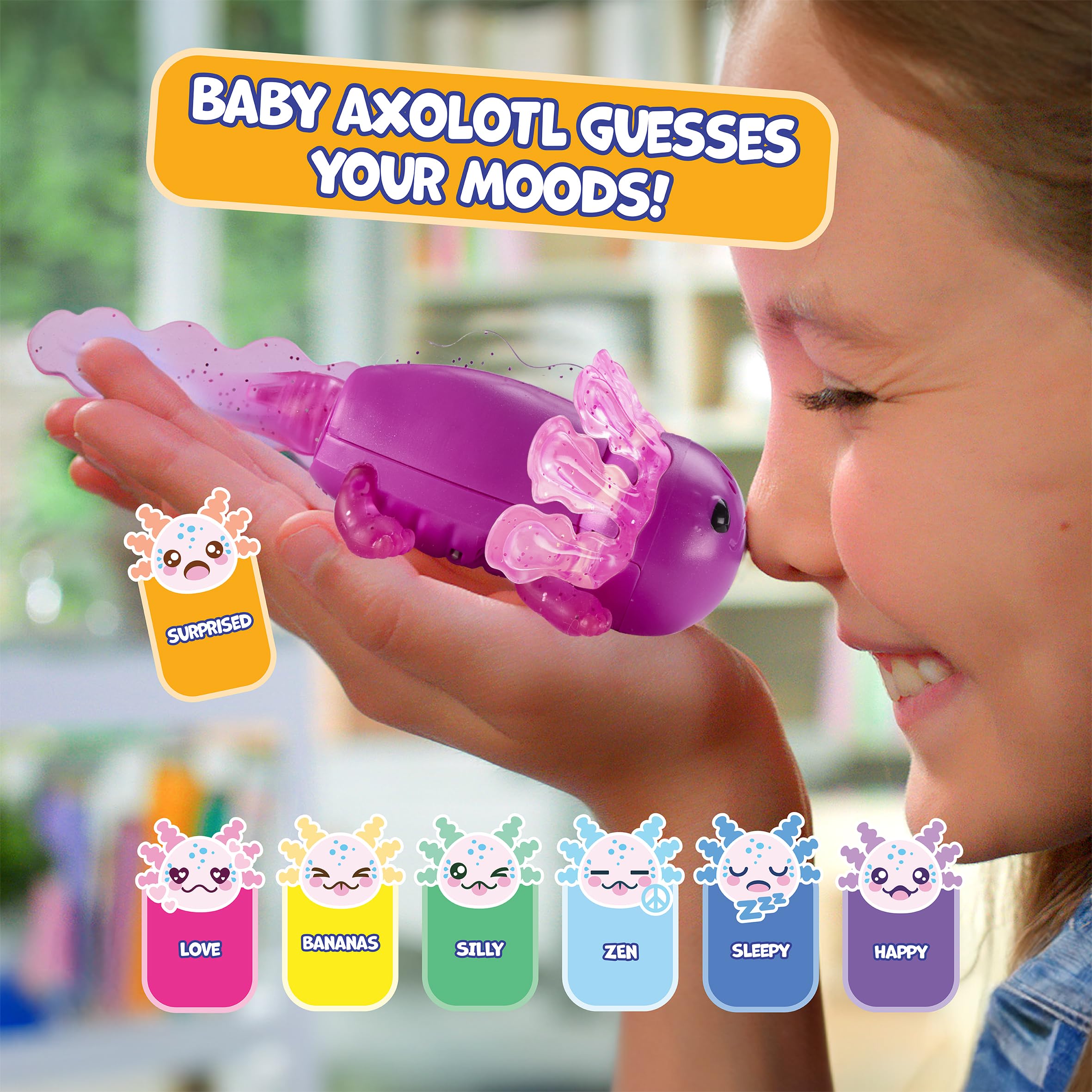 Fingerlings Baby Axolotl Ziggy - Interactive Swimming & Light-Up Electronic Pet for Ages 5+ 3