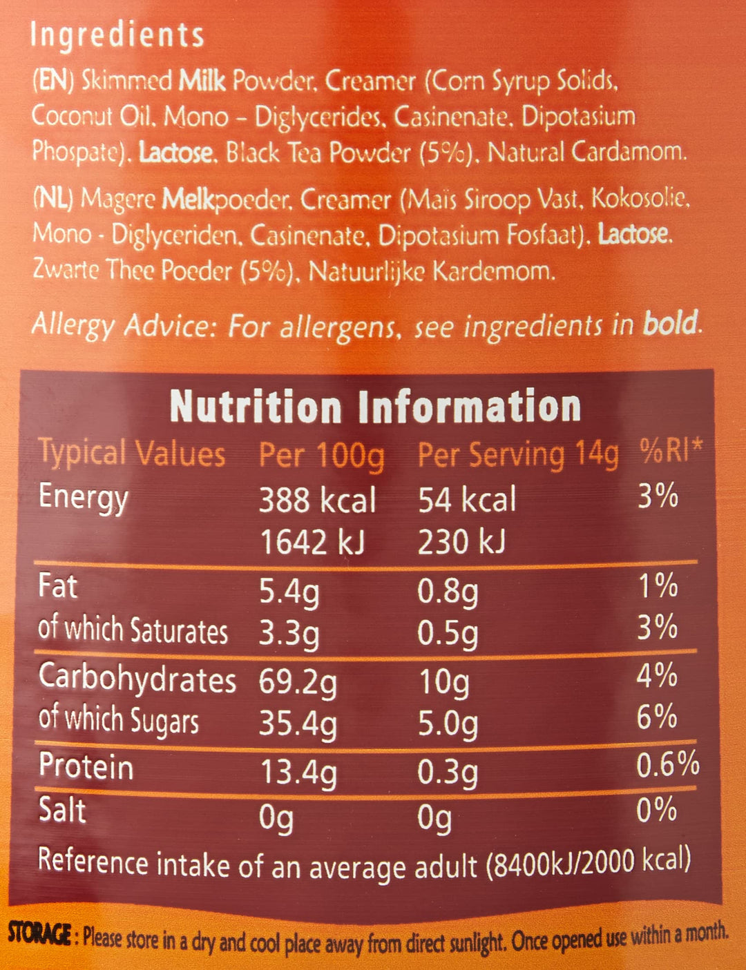 Royal Chai Karak Chai Unsweetened Tub | 400g | Instant Tea | Makes 20 Cups