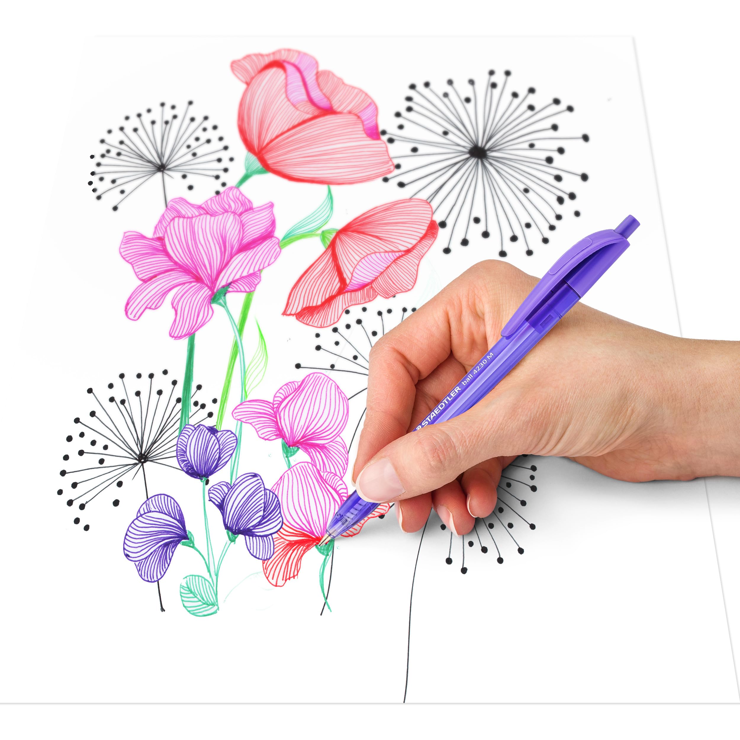 STAEDTLER 4230 M-6 Retractable Ballpoint Pen - 1.0mm Medium Point, Purple Ink | Box of 10 3