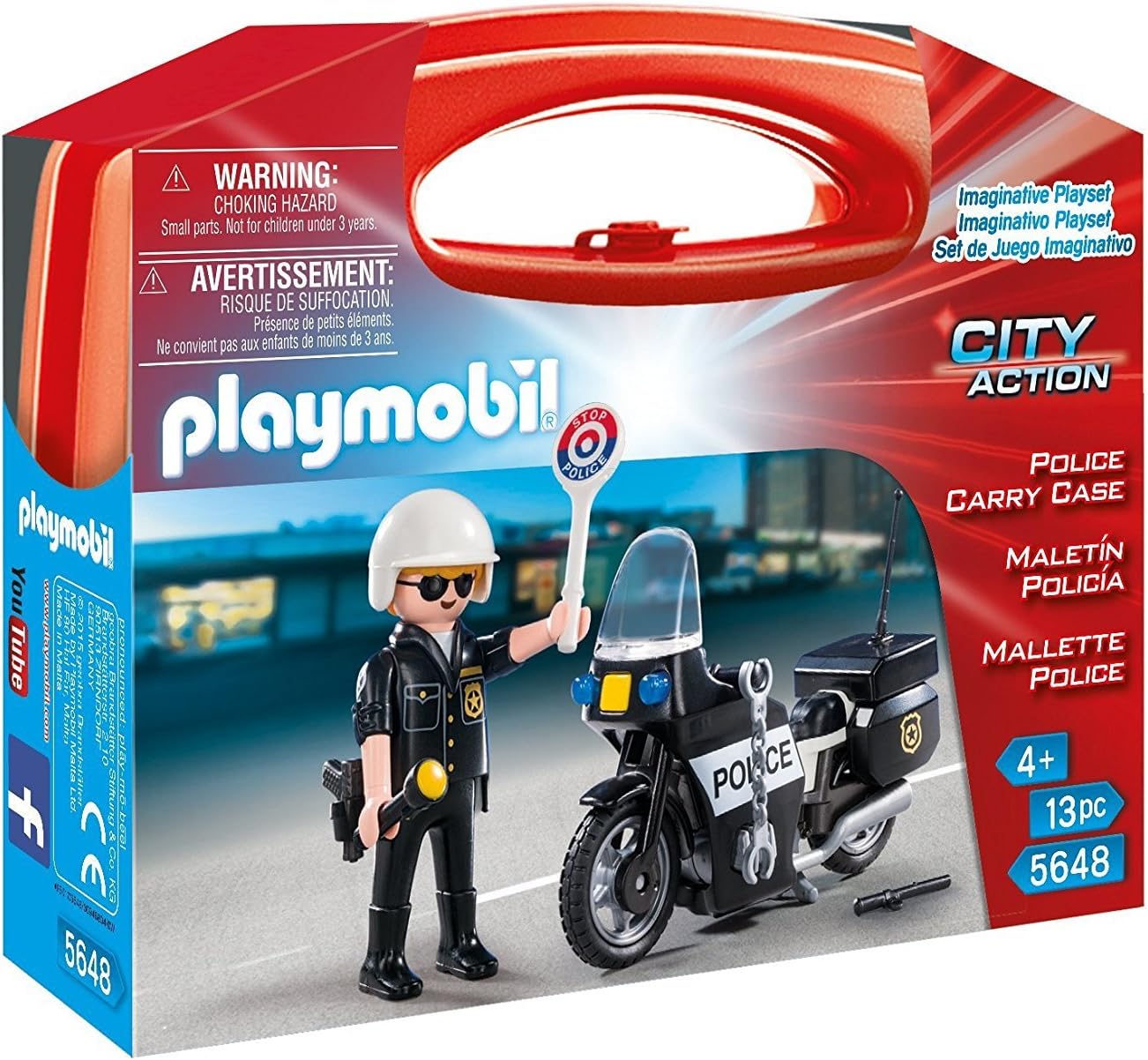 Playmobil 5648 City Action Police Carry Case - Collectible Playset with Motorcycle & Officer Figure 1