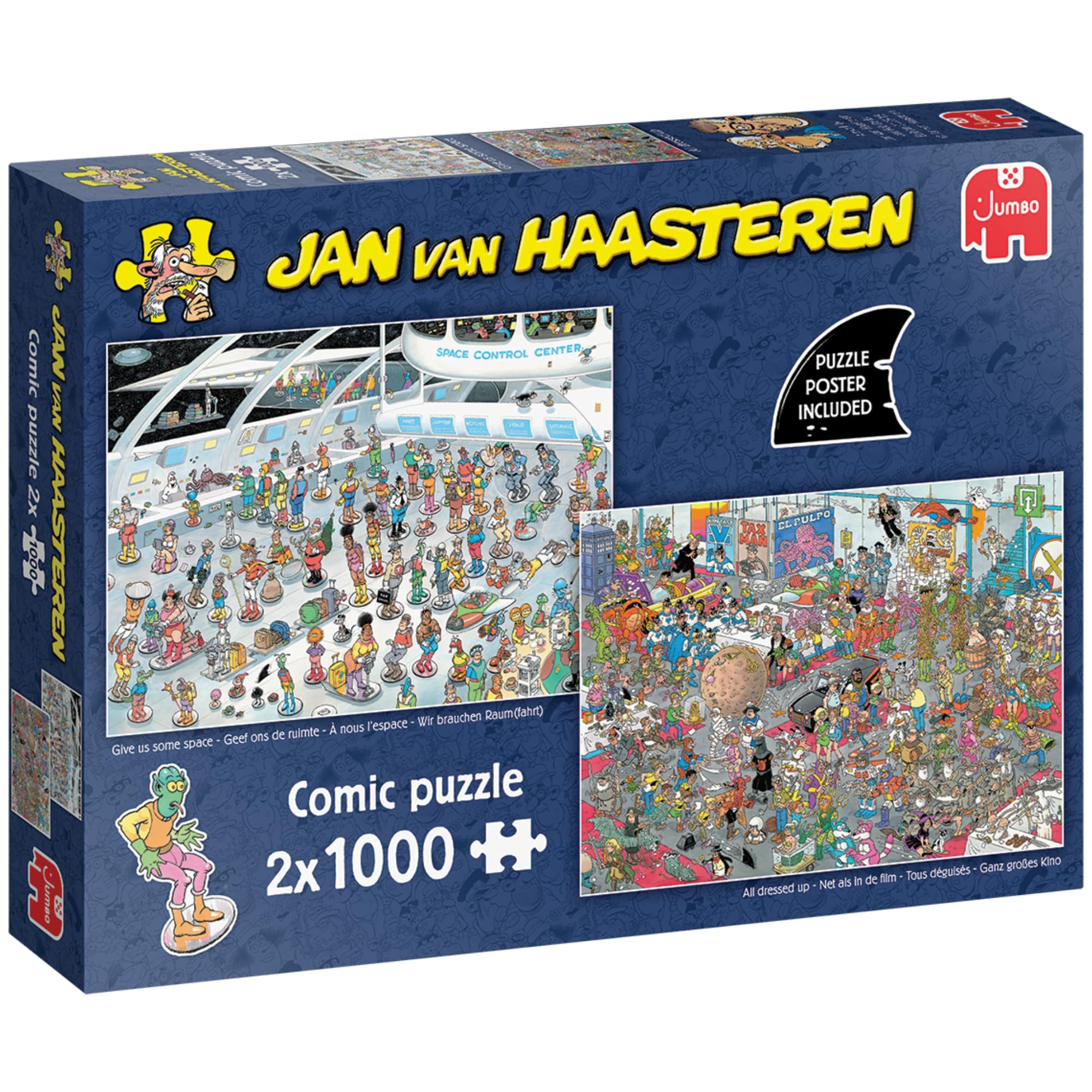 Jan van Haasteren 2 in 1 Puzzle - Give Us Some Space & All Dressed Up | 2 x 1000 Pieces | Ages 14+ 1