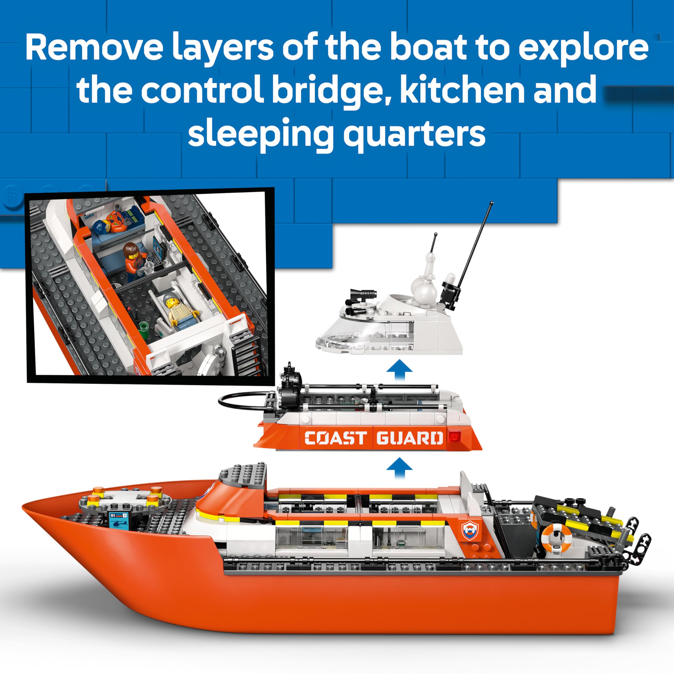 LEGO City Coast Guard Rescue Boat & Helicopter Toy 60504 | Ages 7+ | Includes 5 Minifigures 3