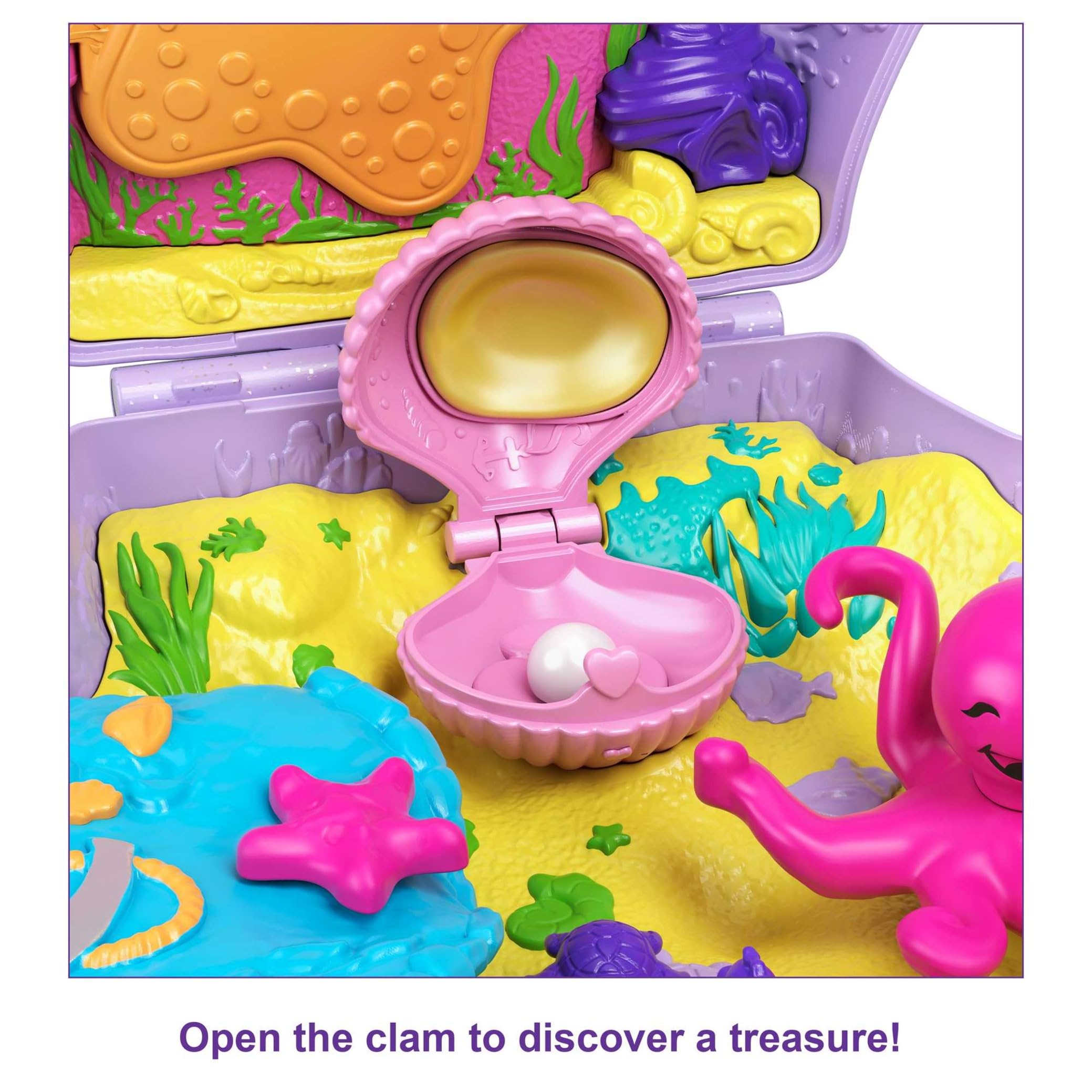 Polly Pocket Micro Tiny Power Seashell Purse Playset - Mermaid Theme, 2 Dolls | Ages 4+ 6