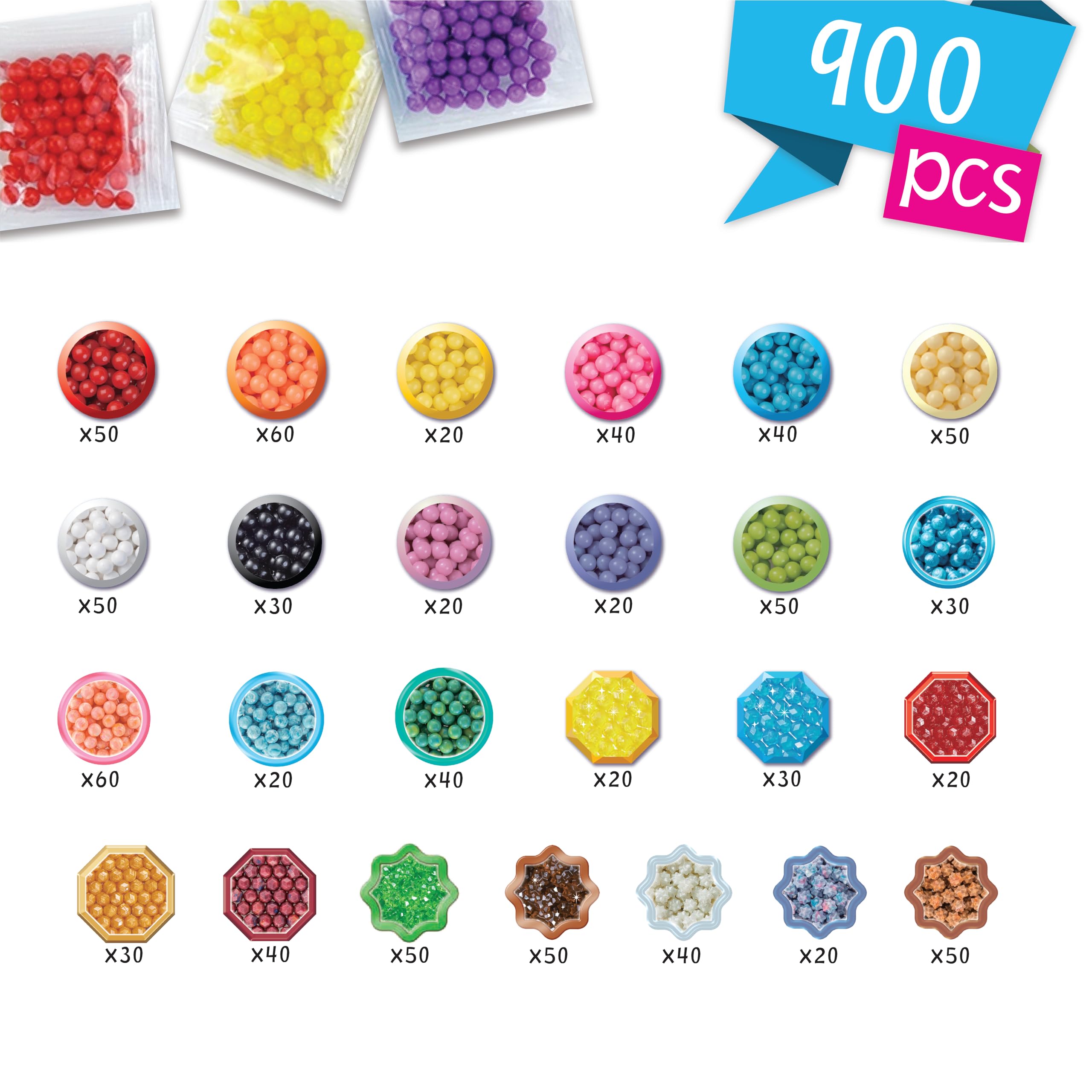 Aquabeads Beginner's Craft Studio 35087 - 900 Beads 25 Colors with Carry Case & Templates 2