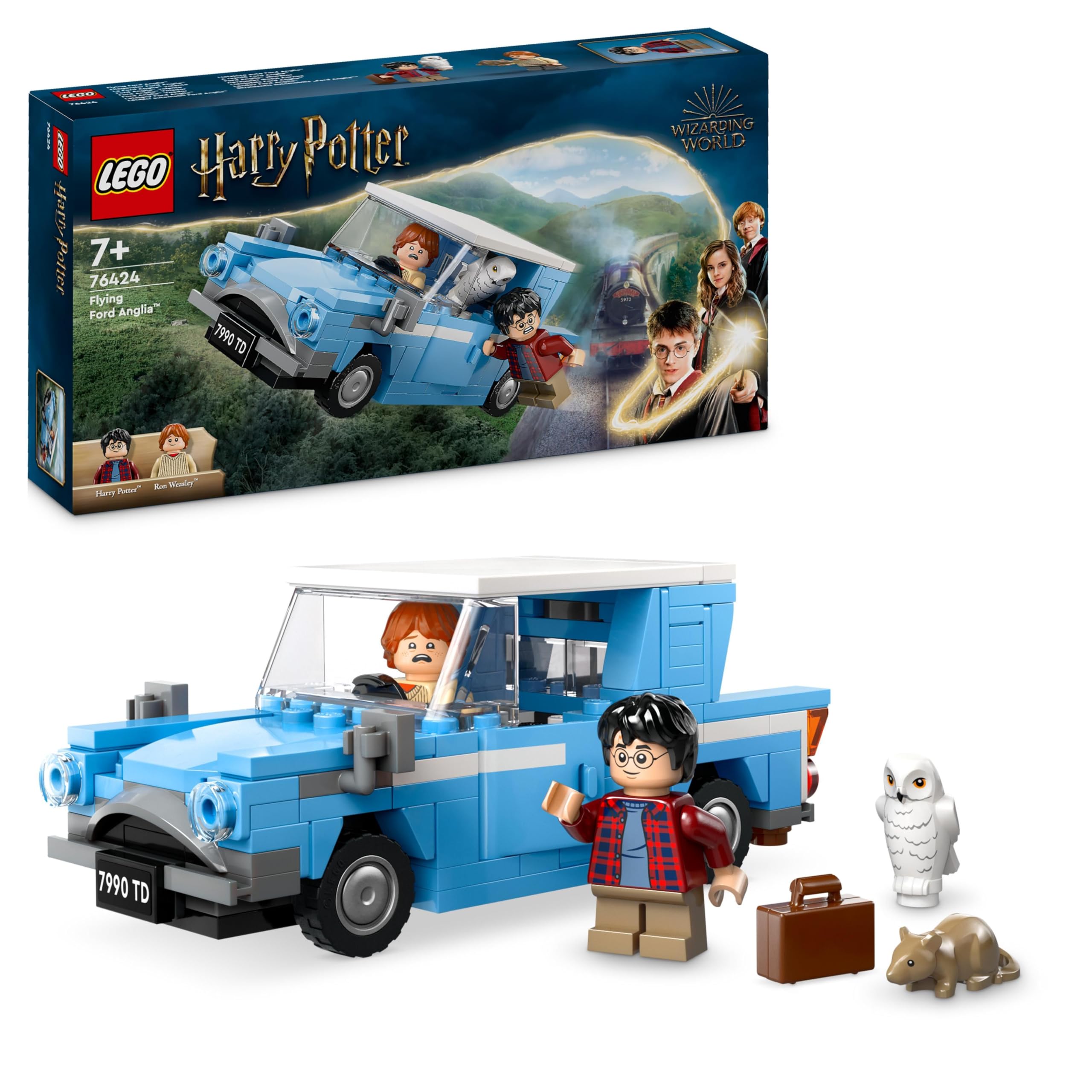 LEGO Harry Potter Flying Ford Anglia Car Toy Set 76424 for Kids Ages 7+ | Includes 4 Characters 1