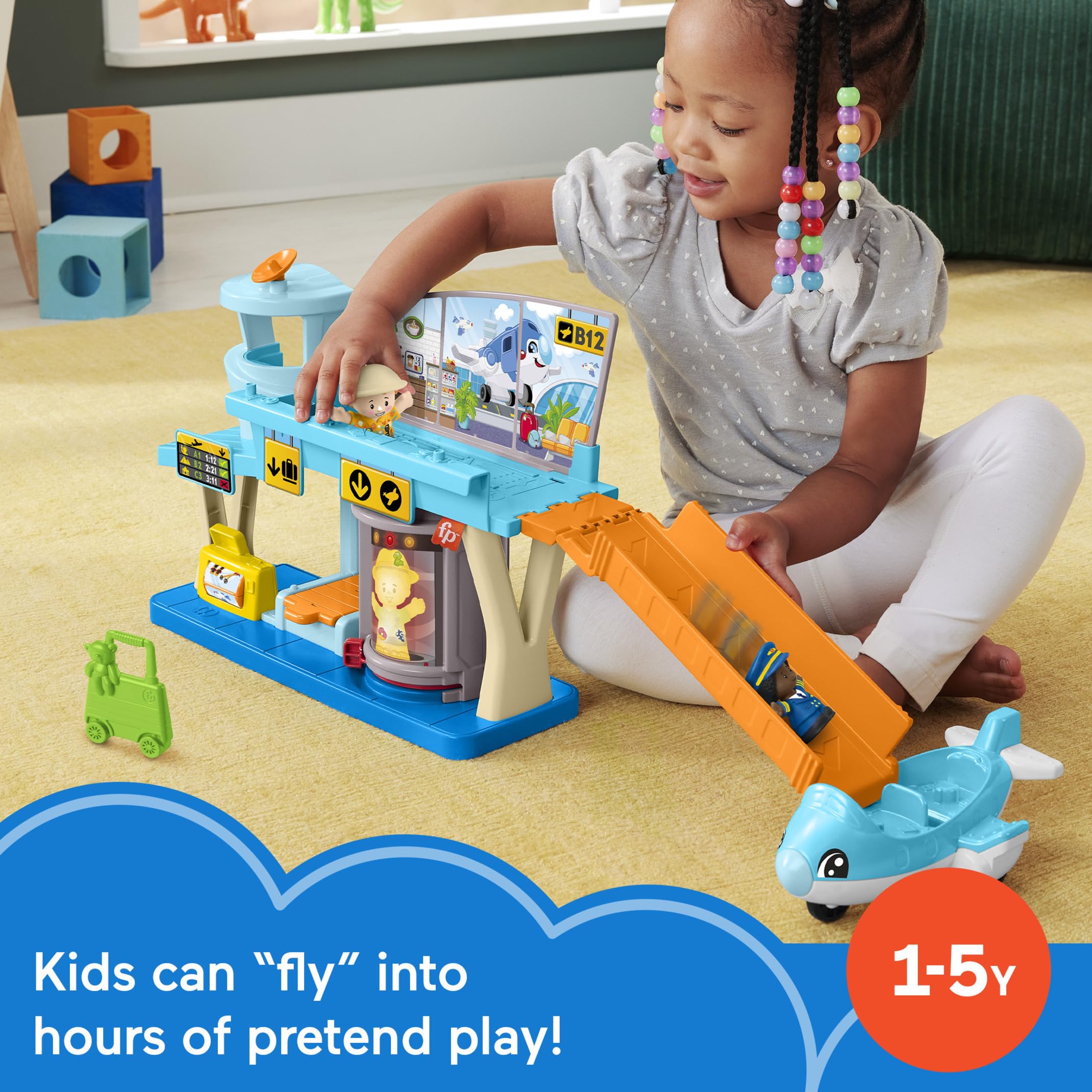 Little People Everyday Adventures Airport Playset with Airplane, Figures & Luggage | Ages 1-5 2