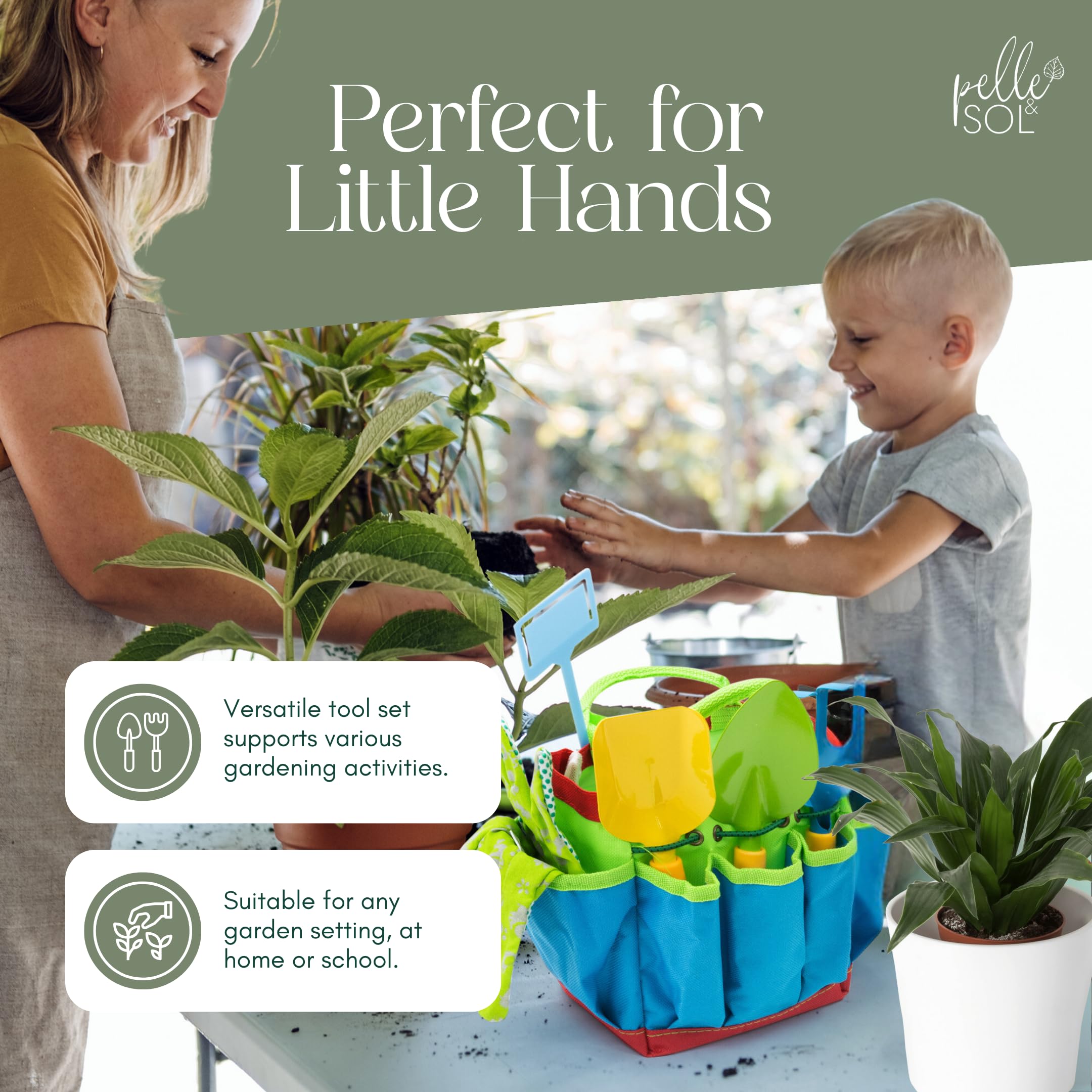 Pelle & Sol 10PCS Kids Gardening Tool Set - Children's Garden Playset for Ages 4+ 2