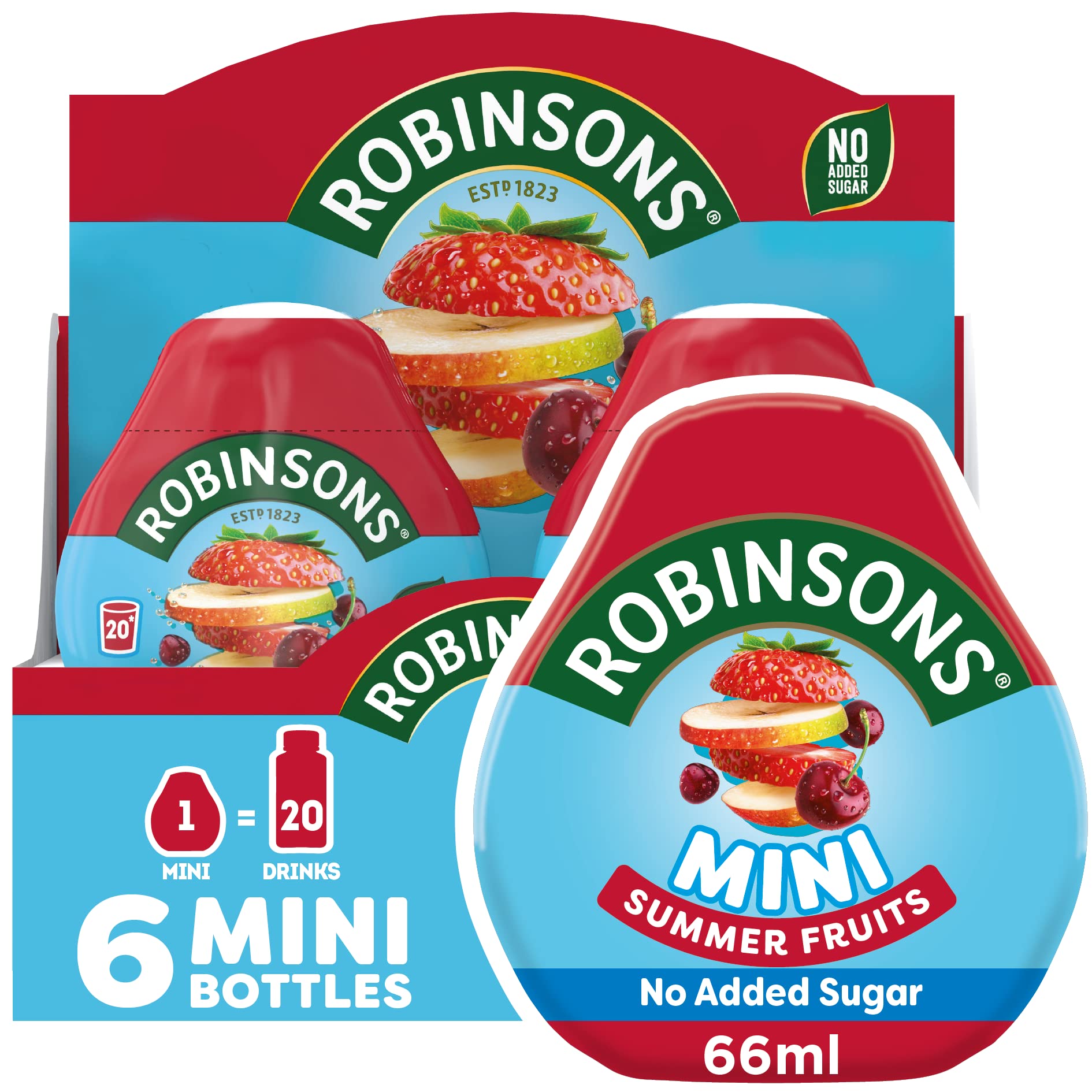 Robinsons Mini Summer Fruits Concentrate - No Added Sugar, Low Calorie | Makes 20 Drinks 1