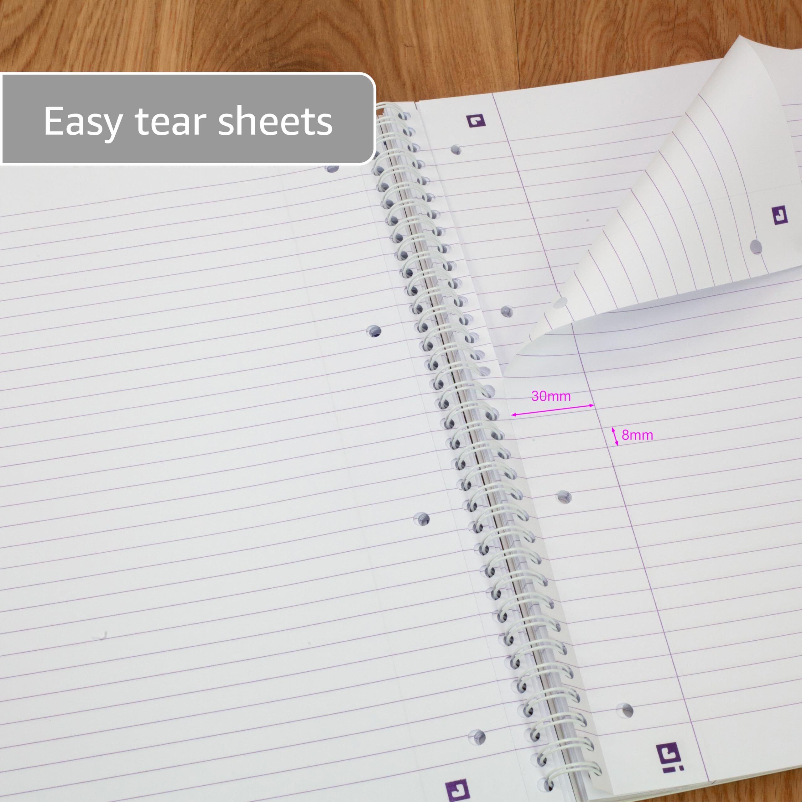 Oxford Campus A4+ Wirebound Notebook - 140 Pages, 8mm Lined with Margin, Perforated, Assorted Pack of 3 5