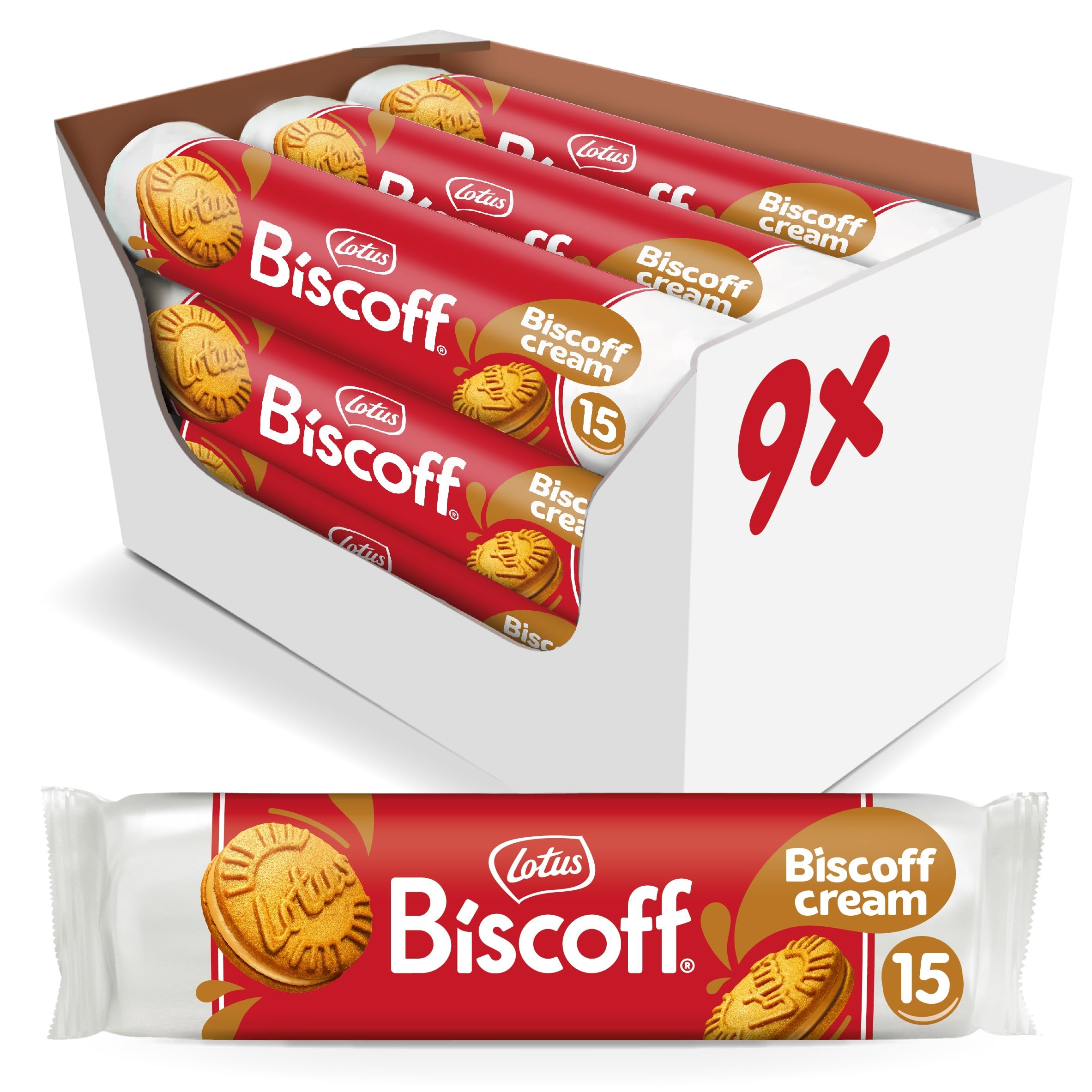 Biscoff Sandwich Biscuits with Biscoff Cream Filling | 9 Rolls of 15 Biscuits (135 Total)