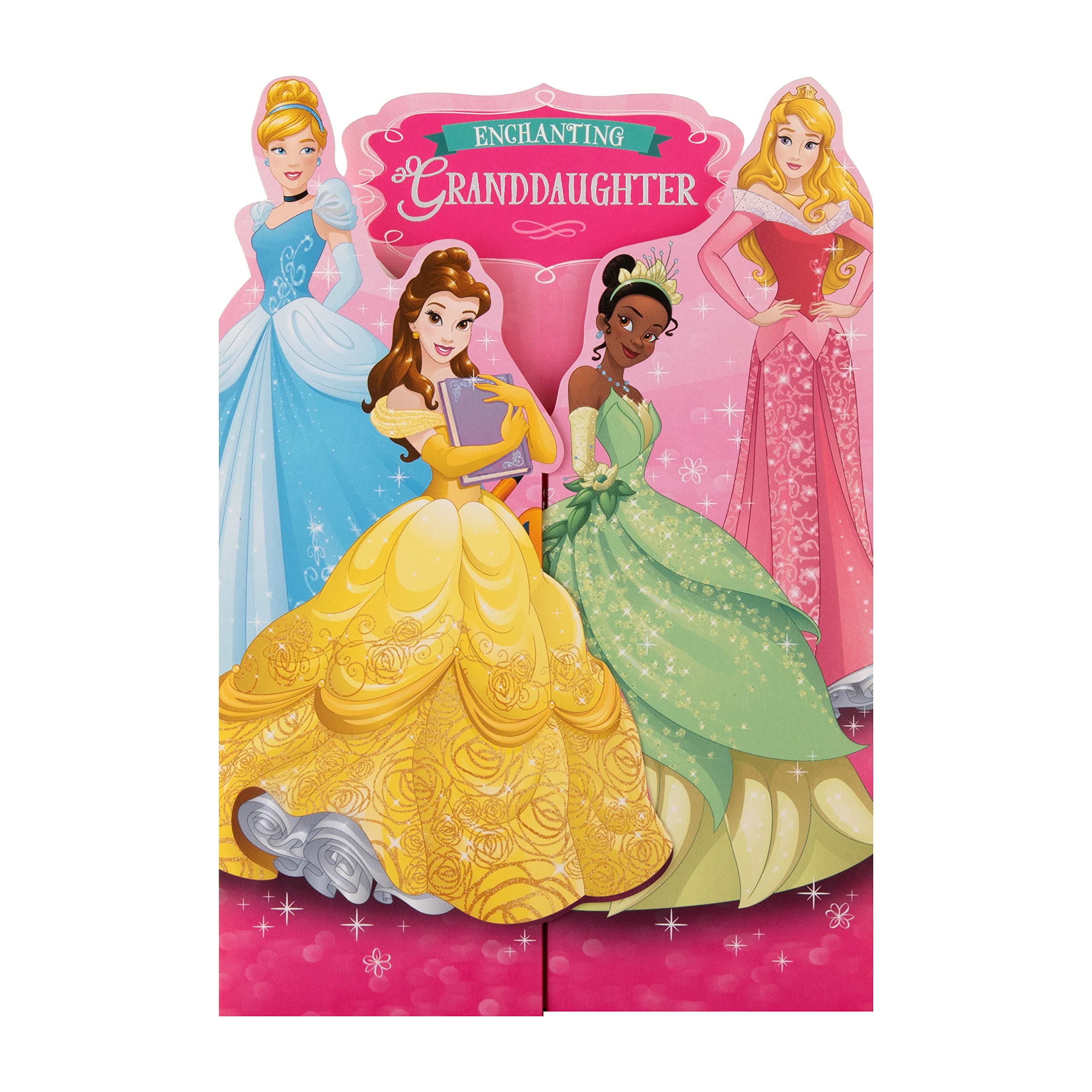 Hallmark Disney Princess Birthday Card for Granddaughter | Gate Fold, Silver Foil | 22.8cm x 15.9cm 5