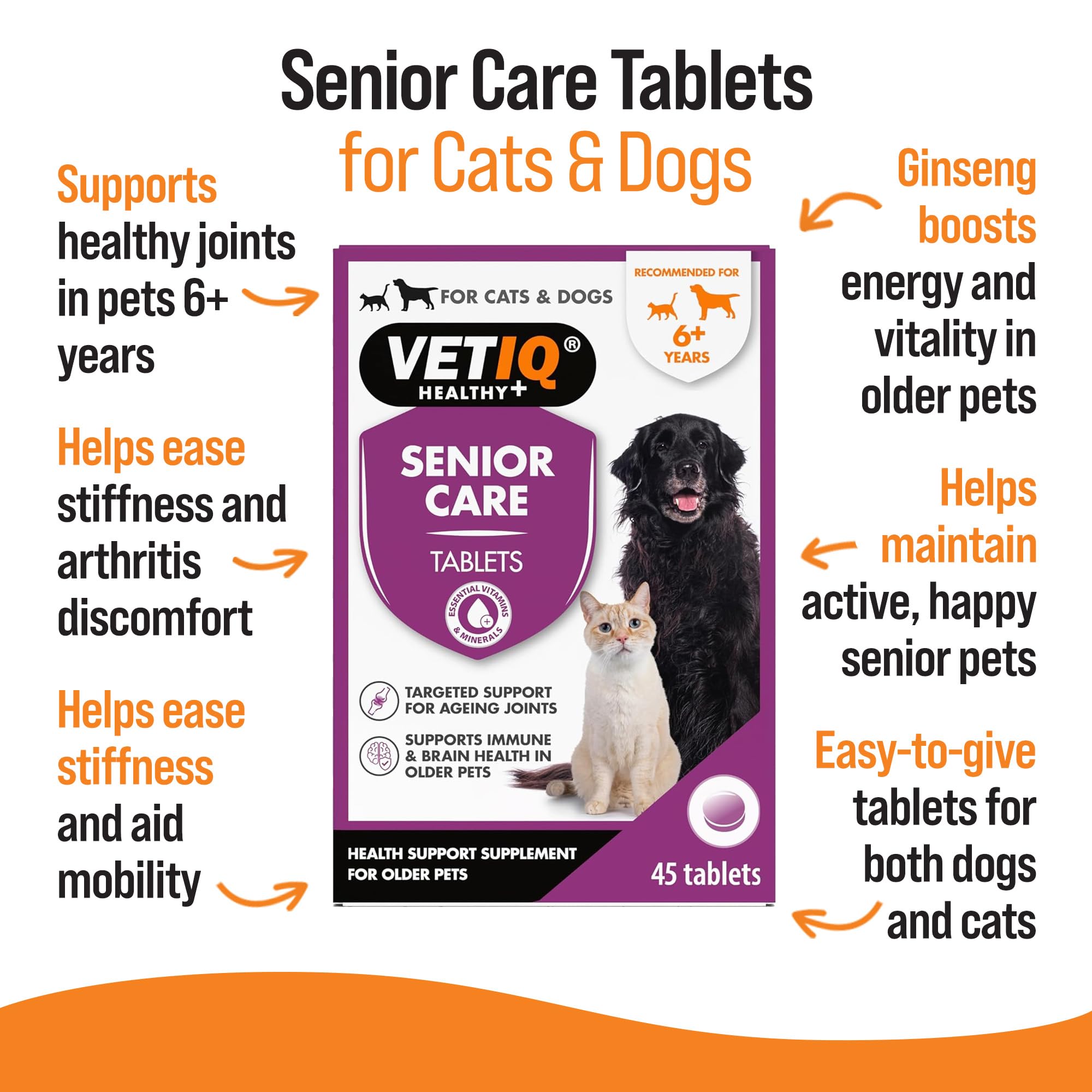 VETIQ Senior Care Supplement - Joint Support & Immune Health | 45 Tablets