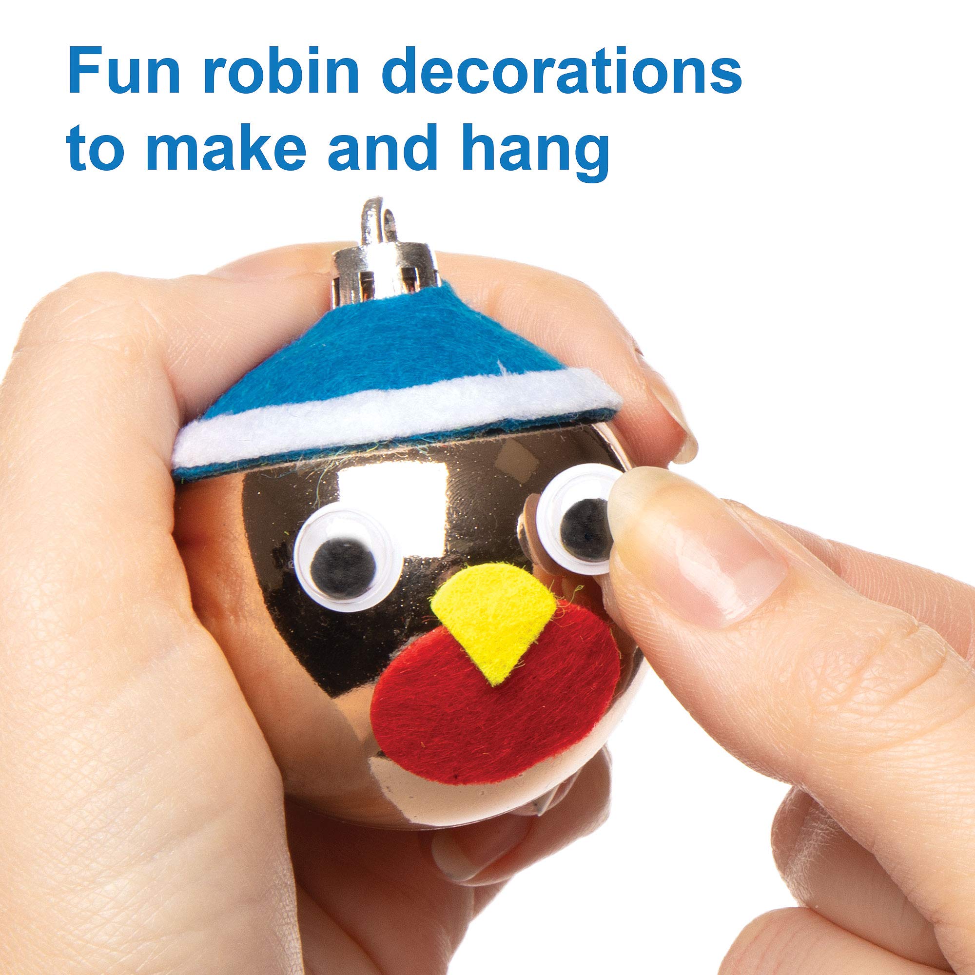 Baker Ross Christmas Robin Bauble Kits – Pack of 6 Make Your Own Christmas Decoration Craft (AV479) 2