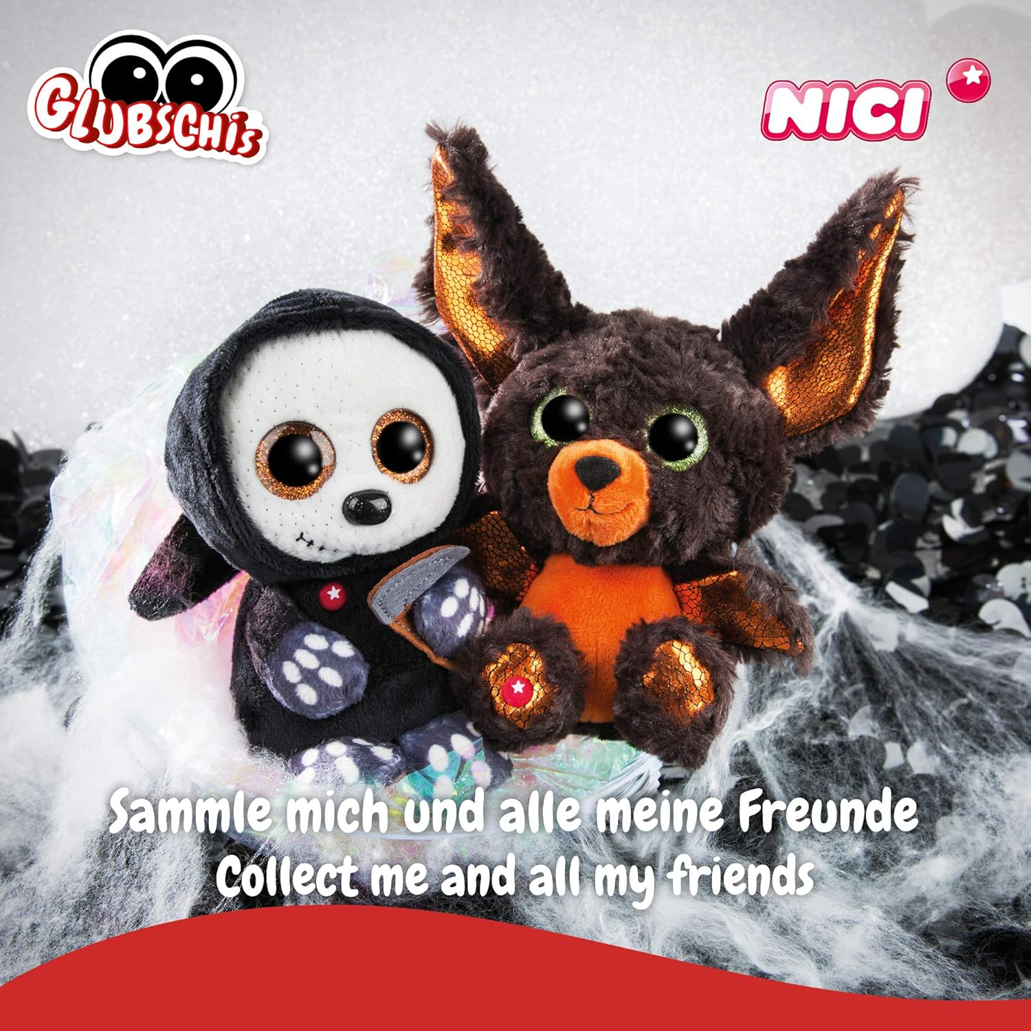 Nici Glubschis Cuddly Soft Toy - Grim Reaper Sanito Halloween Plush, Black 4