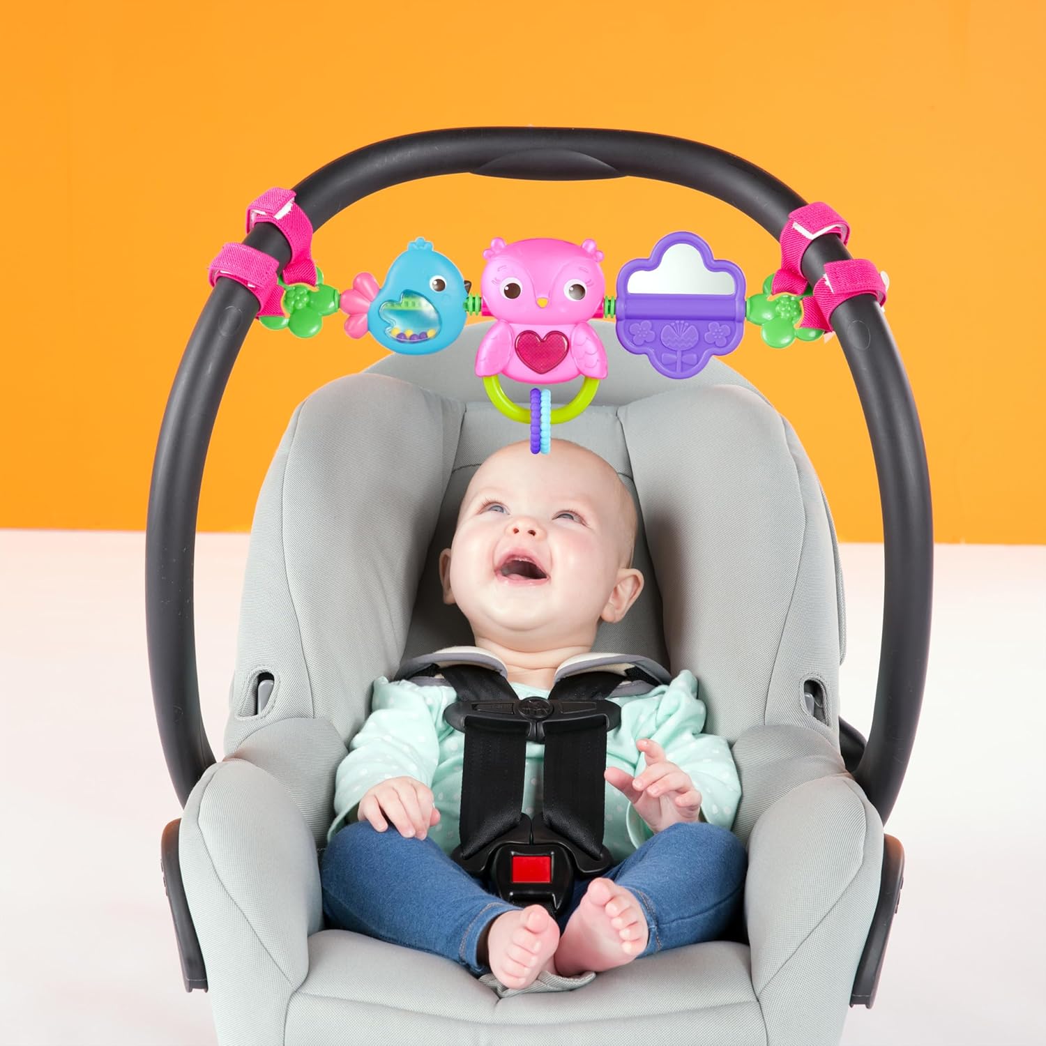 Bright Starts Busy Birdies Carrier Toy Bar - Musical Take-Along with Lights & Activities 6