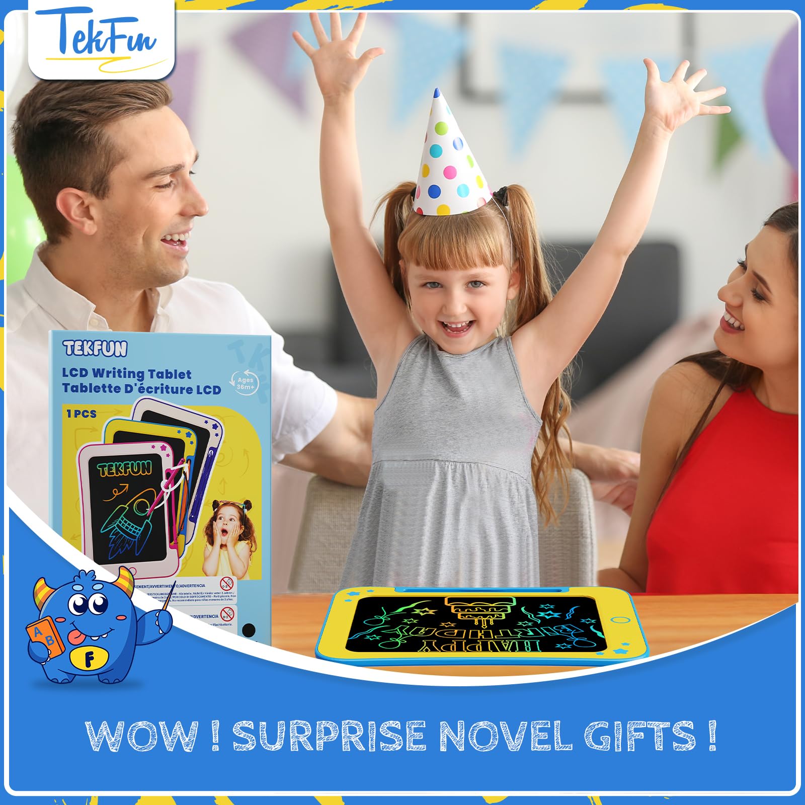 TEKFUN LCD Writing Tablet for Kids - 8.5 Inch Doodle & Draw Board for 3-8 Year Olds 4