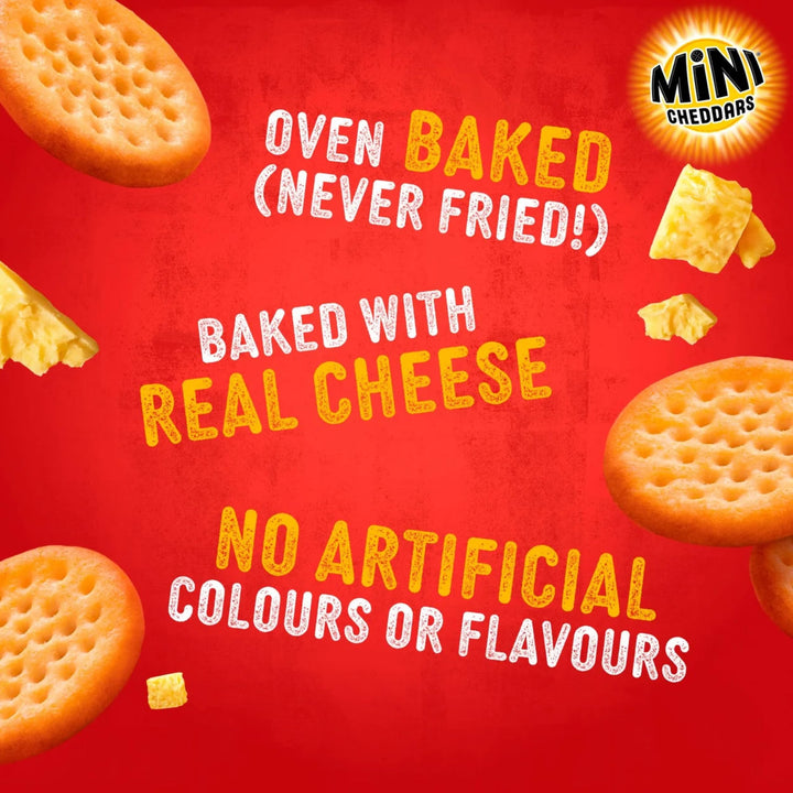 Jacob's Mini Cheddars Red Leicester Flavour Multipack Crisps, Oven-Baked Cheese Snacks, 30 x 45g