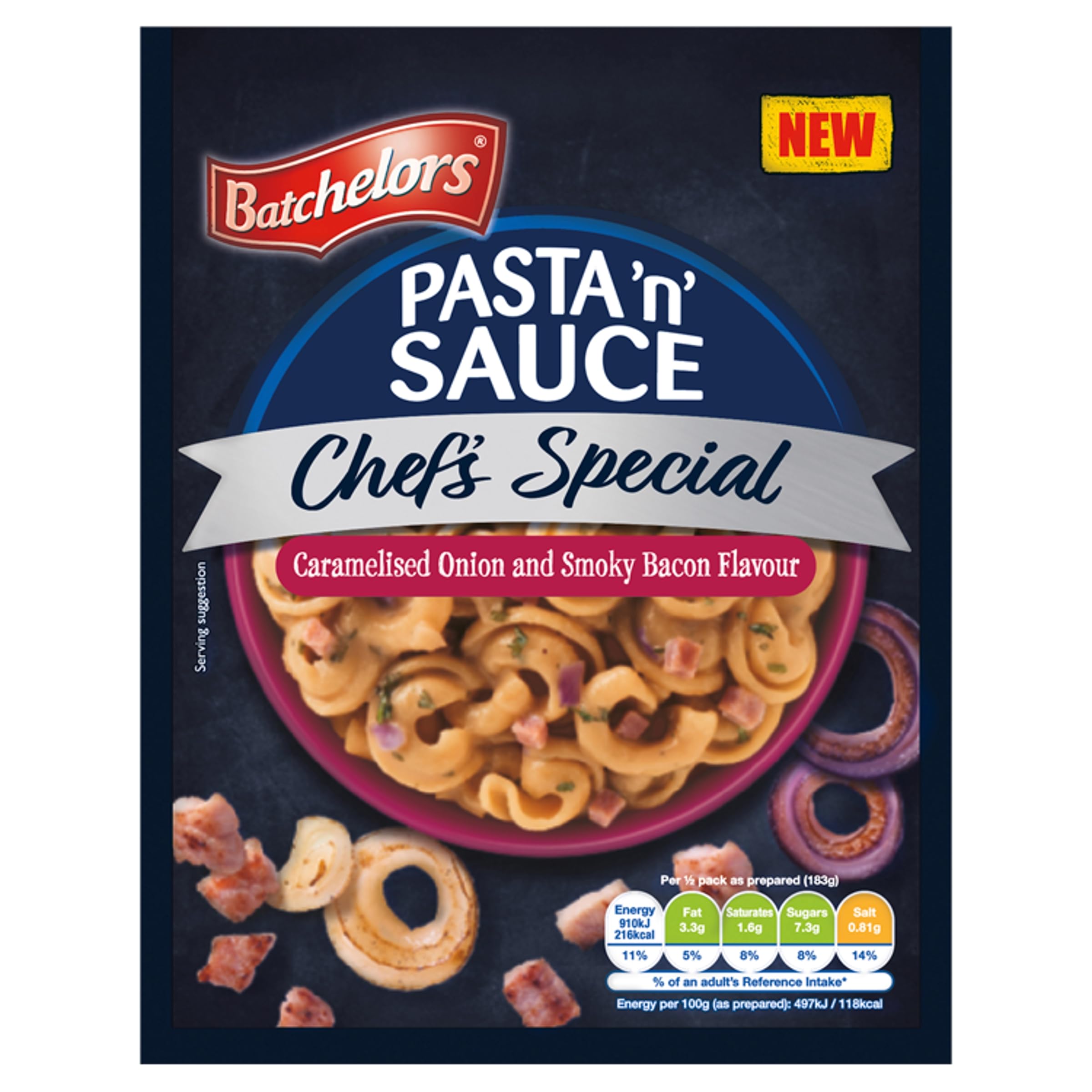 Batchelors Pasta 'n' Sauce Chef's Special Caramelised Onion & Smoky Bacon Instant Meal | 99g Pack 2