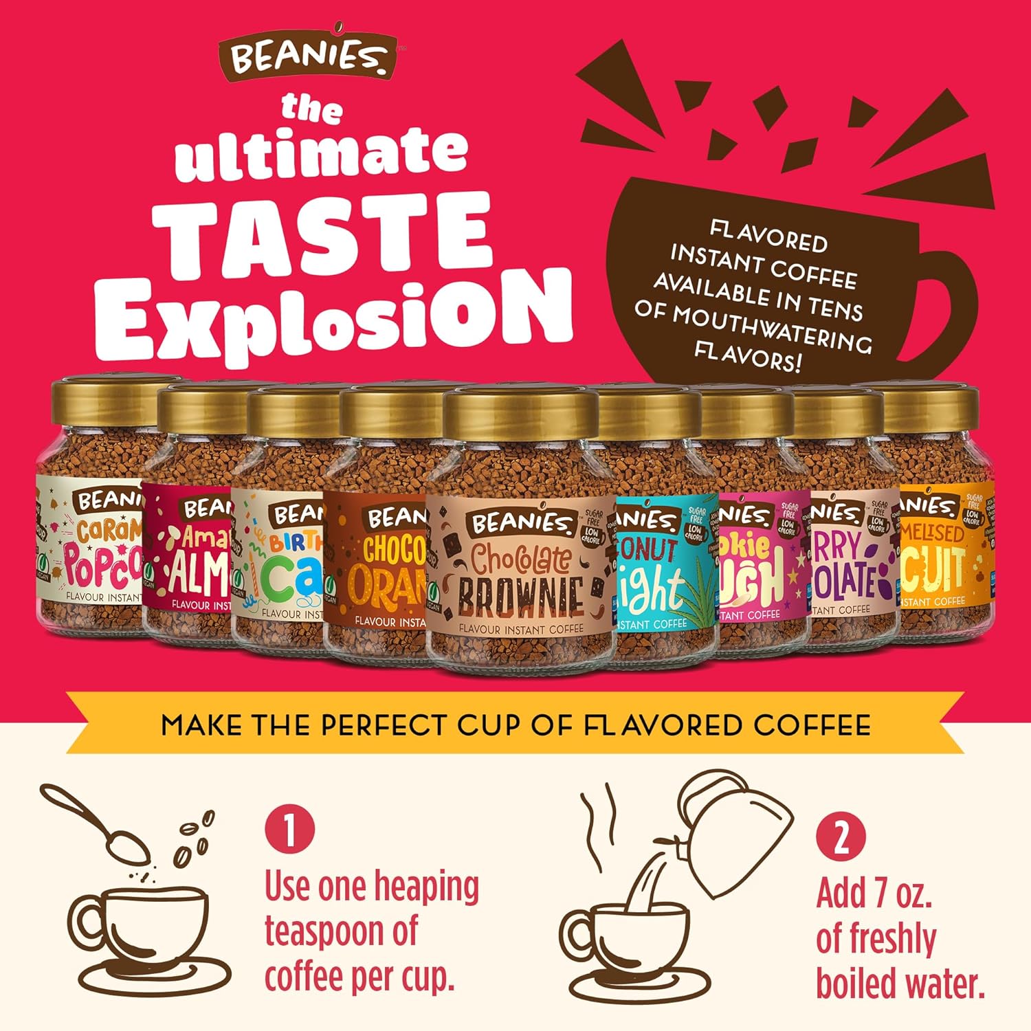 Beanies - Amaretto Almond Flavour Instant Coffee (50g) 2